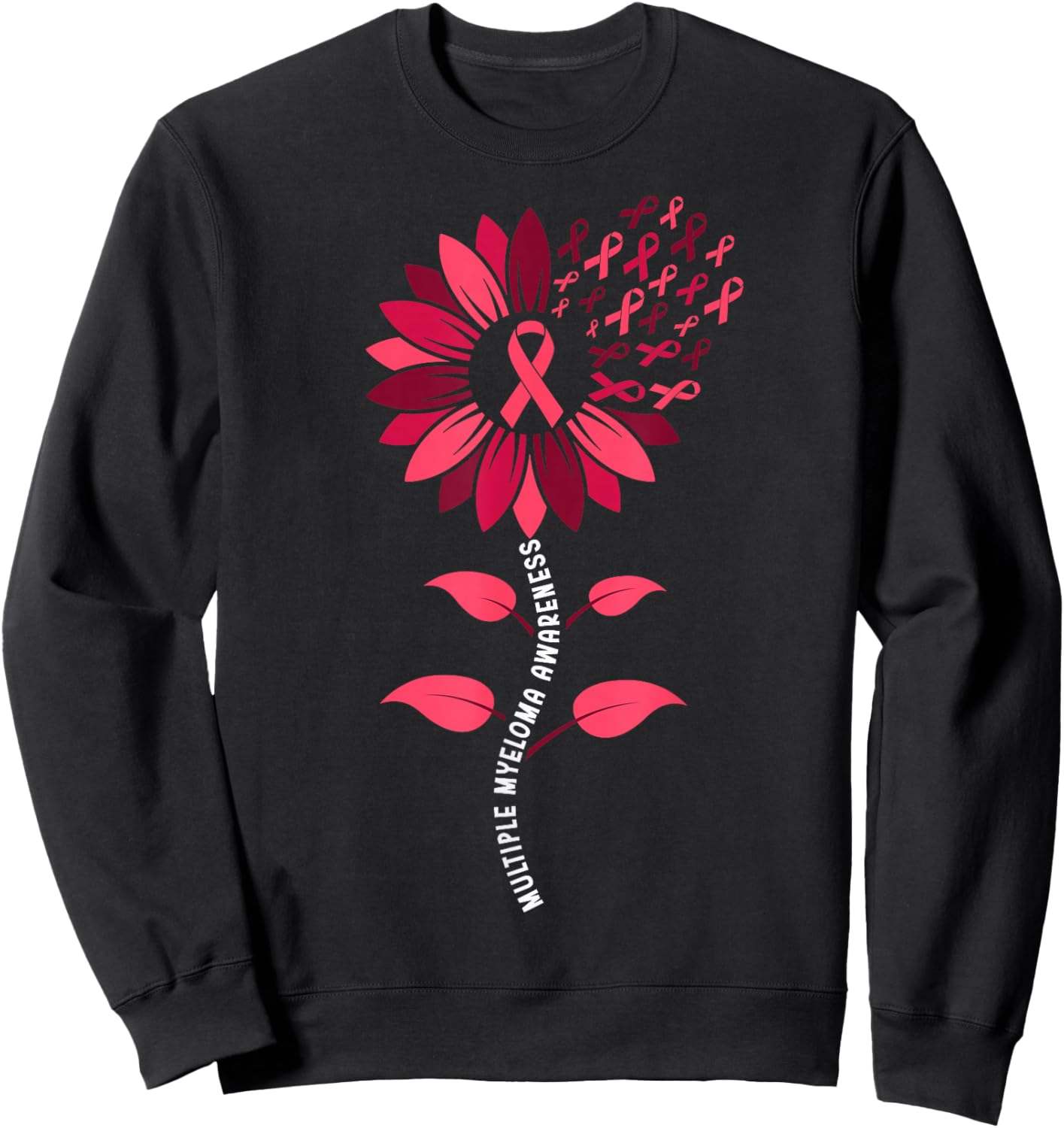 Sunflower Multiple Myeloma Awareness Burgundy Ribbon Sweatshirt - Sweatshirt | Black