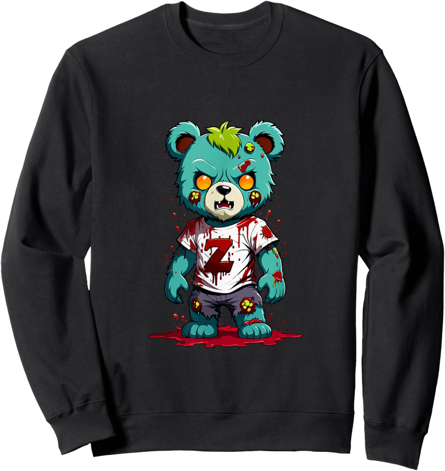 Teddy Bear Scary Zombie Halloween Costume Sweatshirt - Sweatshirt | Black