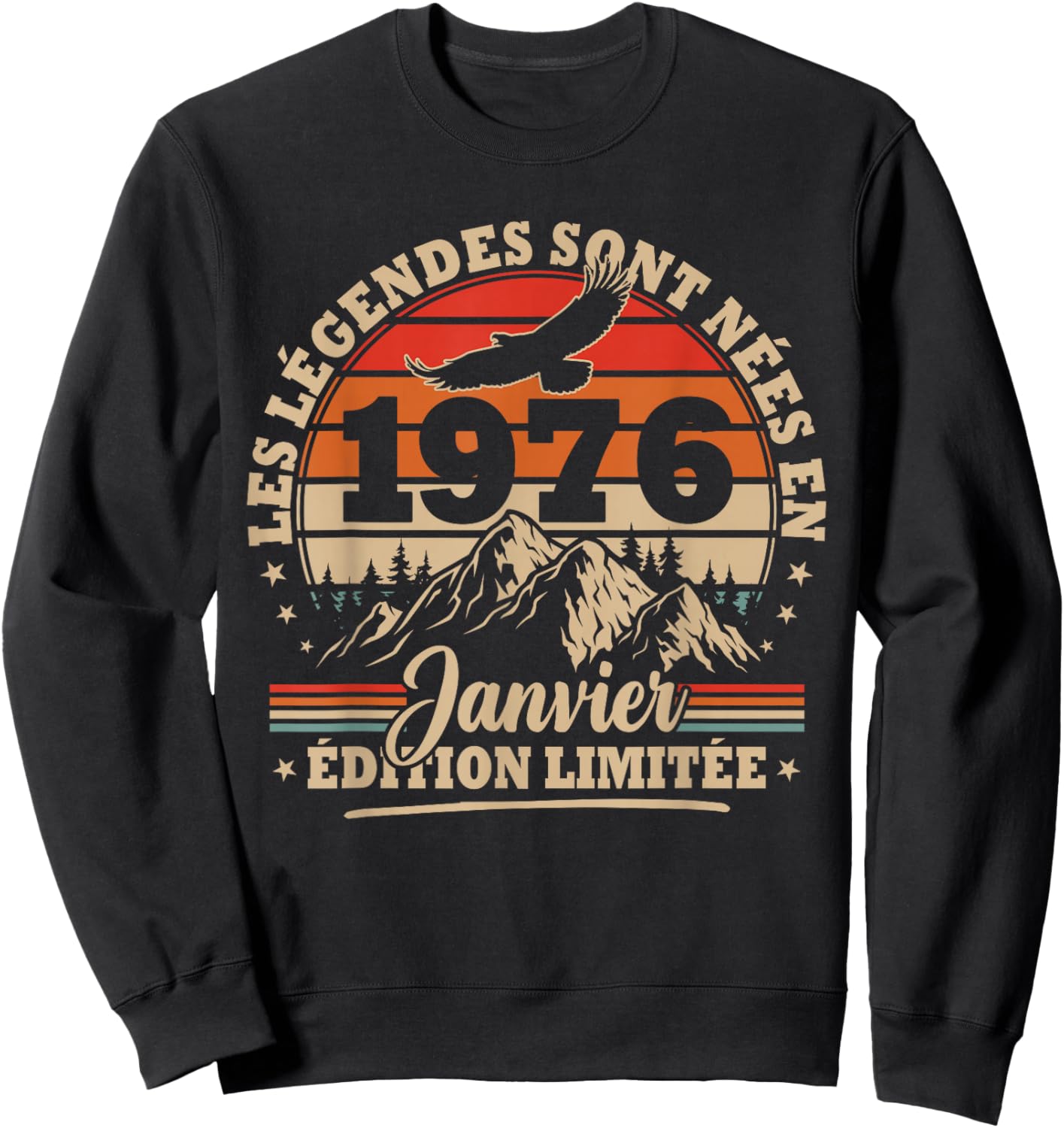 Vintage 50th Birthday Gift Born in January 1976 Sweatshirt - Sweatshirt | Black