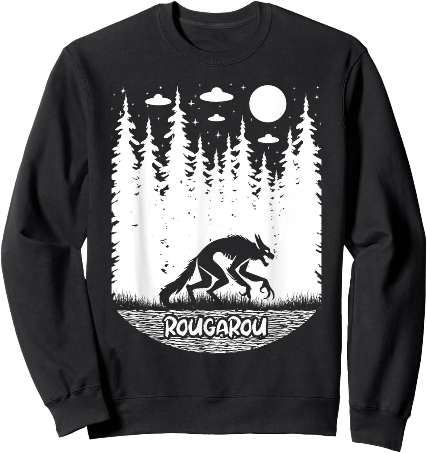 Funny Cryptid Rougarou Ufos Folklore Creature Cryptozoology Sweatshirt - Sweatshirt | Black
