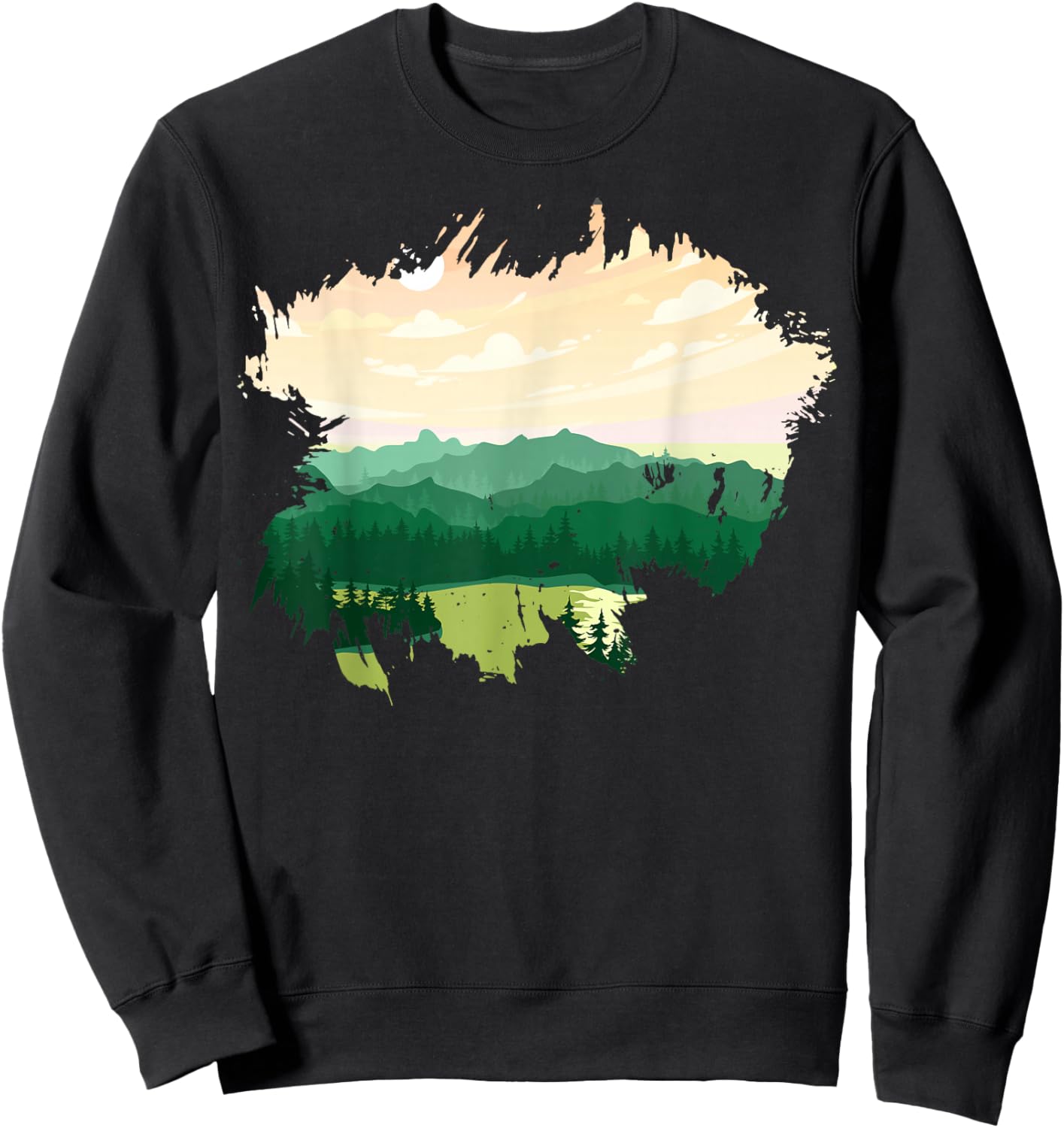 Timeless Mountain, Nature Trees and Forest Sweatshirt - Sweatshirt | Black