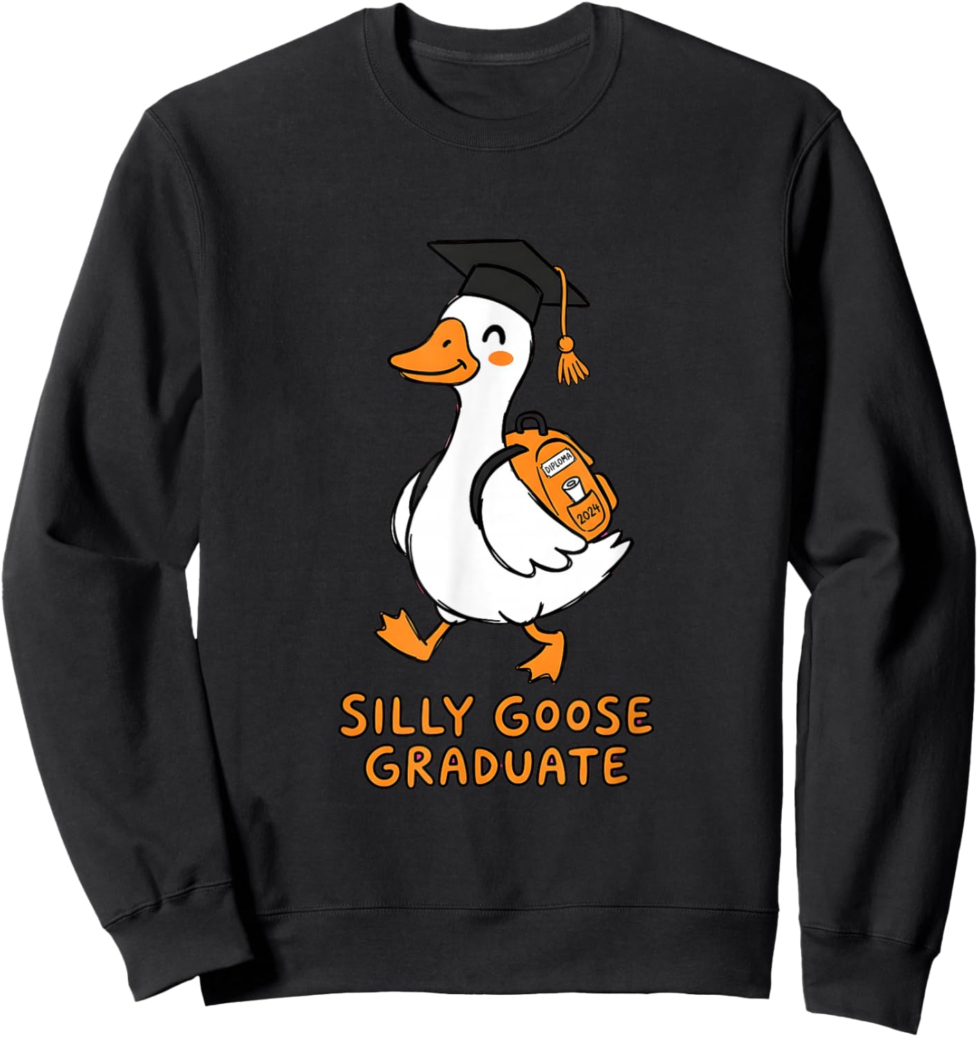 Silly Goose Graduate Graduation Cap Diploma Sweatshirt - Sweatshirt | Black