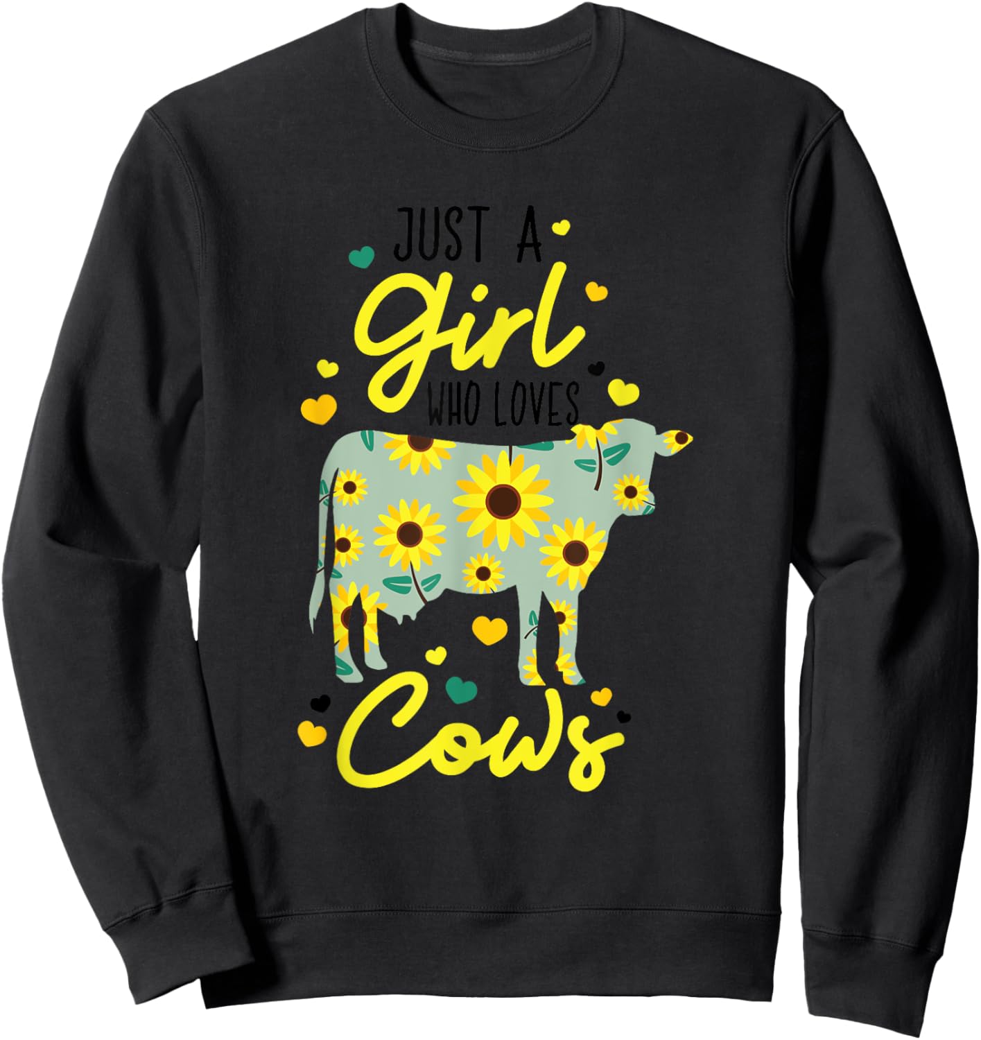 Just A Girl Who Loves Cows Funny Floral Heifer Farmer Lovers Sweatshirt - Sweatshirt | Black