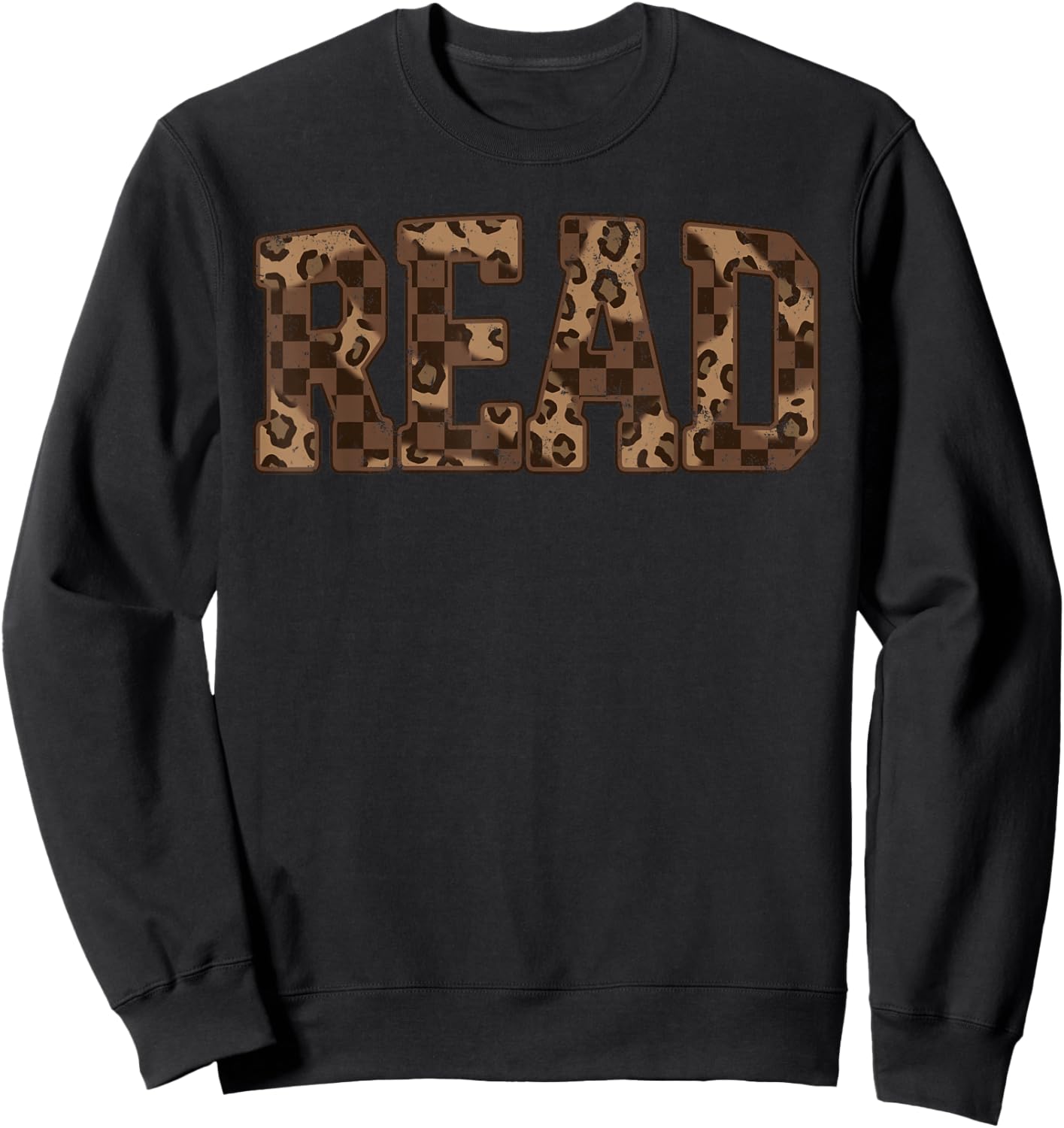 Read Coquette Bow Retro Western Groovy Leopard Reading Sweatshirt - Sweatshirt | Black