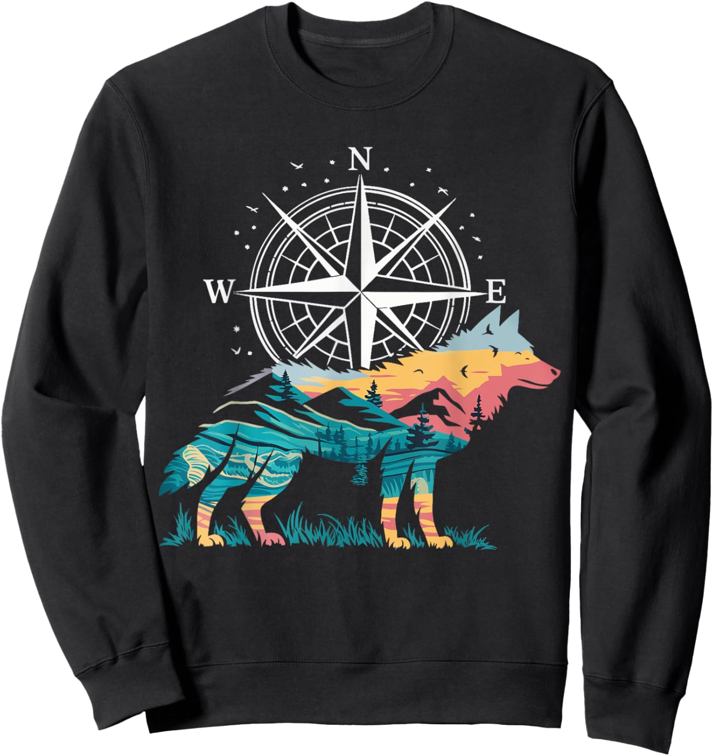 Wolf Compass Hiker Sweatshirt - Sweatshirt | Black