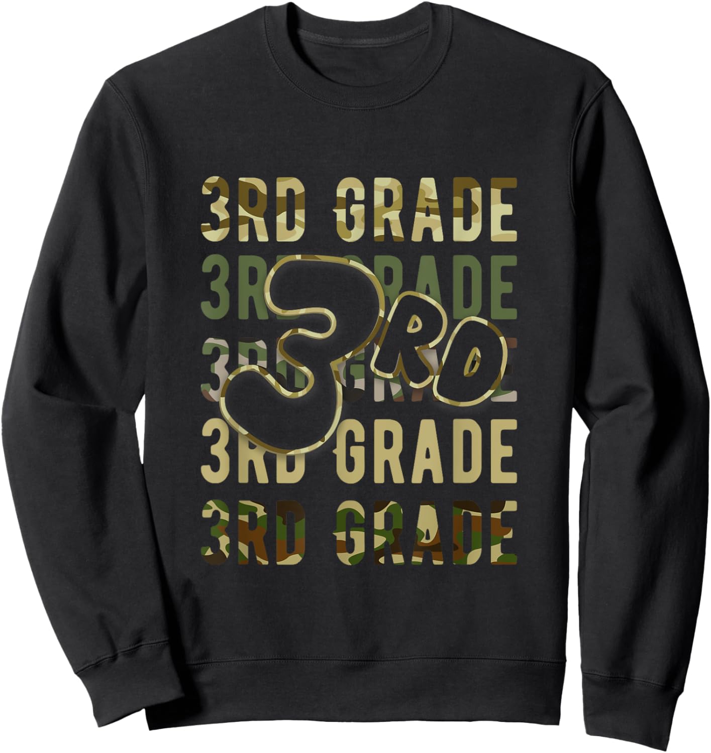 Camo Team 3rd Grade Squad Back To School Teacher Kids Boys Sweatshirt - Sweatshirt | Black