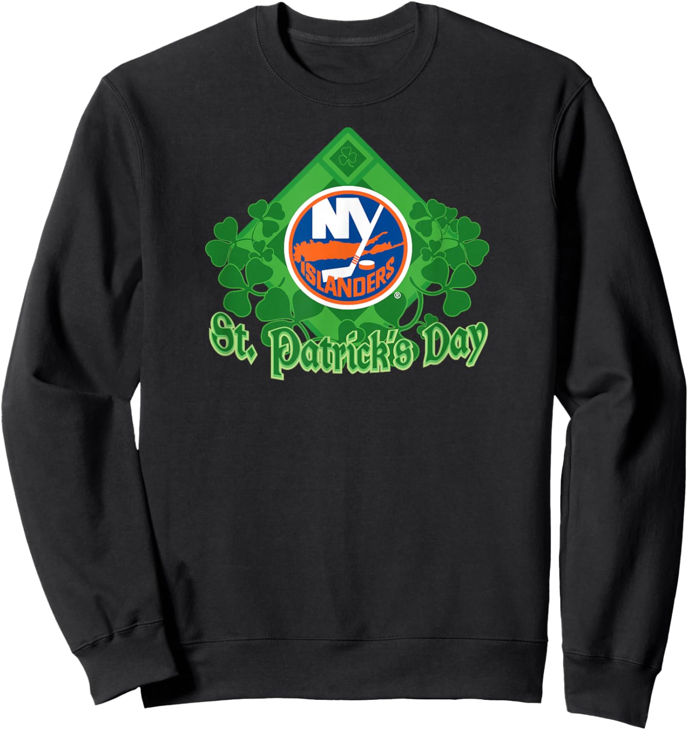 New York Islanders St. Patrick's Day Black NHL Licensed Sweatshirt - Sweatshirt | Black