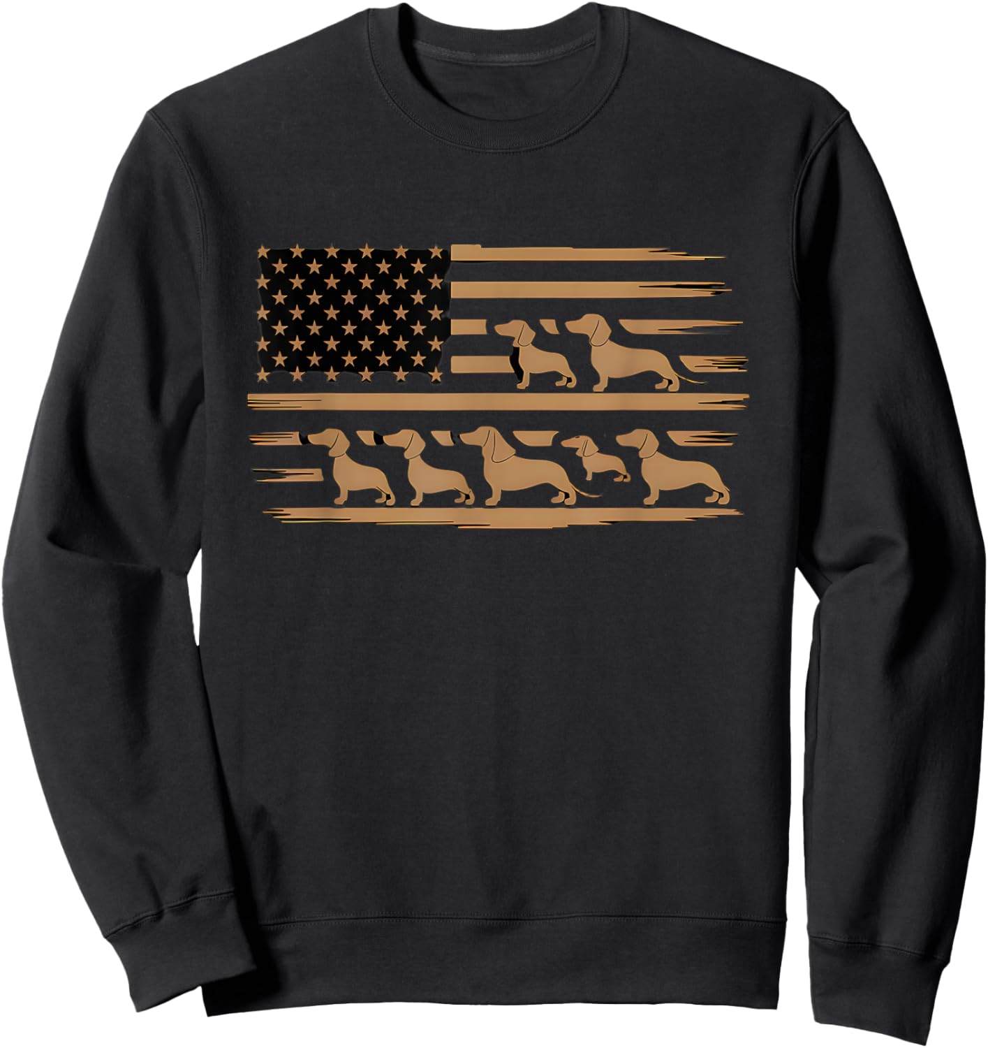 American USA Flag Patriotic Dachshund Dog Dad Fathers Day Women Kids Sweatshirt - Sweatshirt | Black