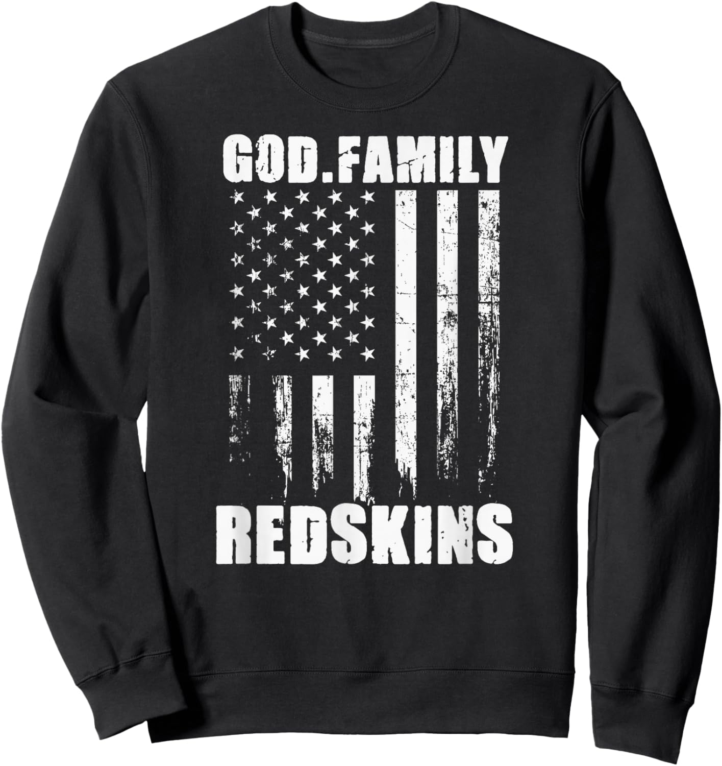 Bryan County Redskins God. Family. Vintage USA Flag Sweatshirt - Sweatshirt | Black