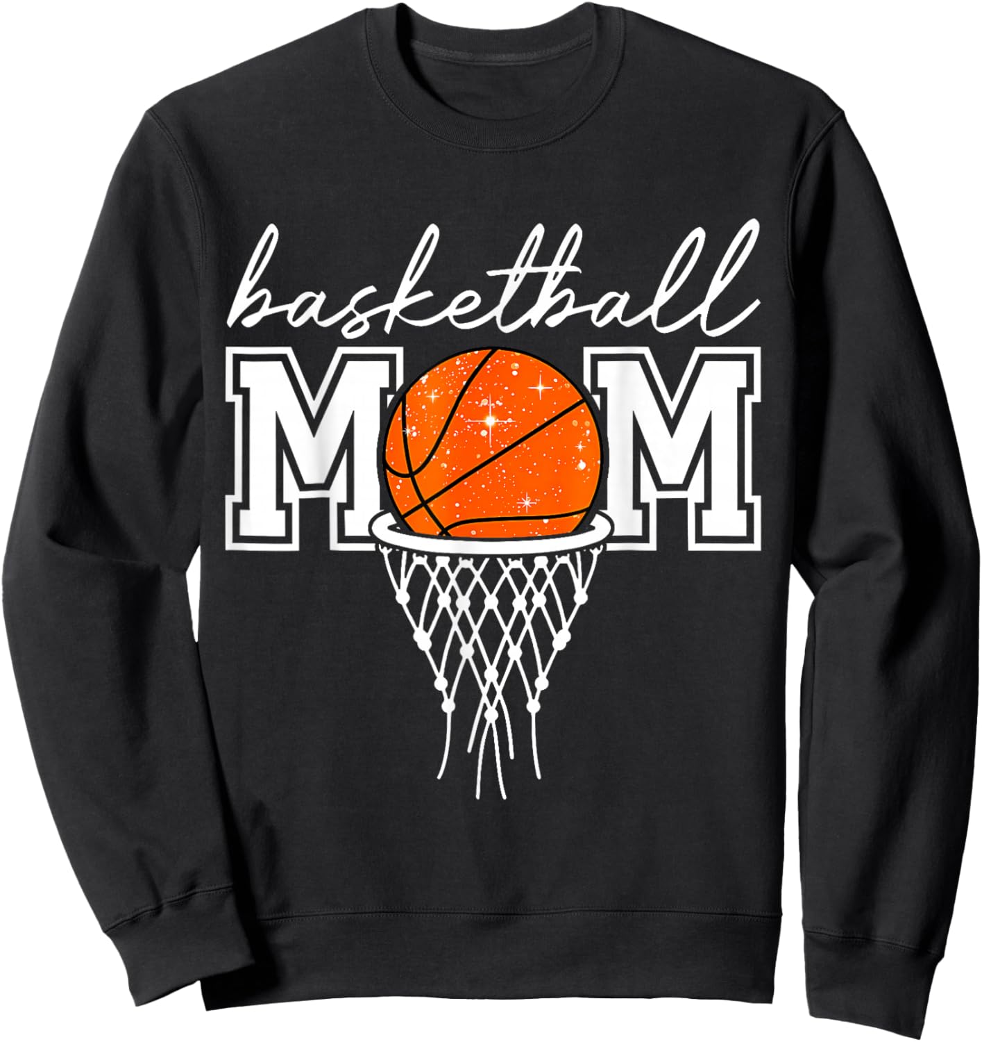 Basketball Mom Mother Leopard Basketball Hoop Net Game Day Sweatshirt - Sweatshirt | Black