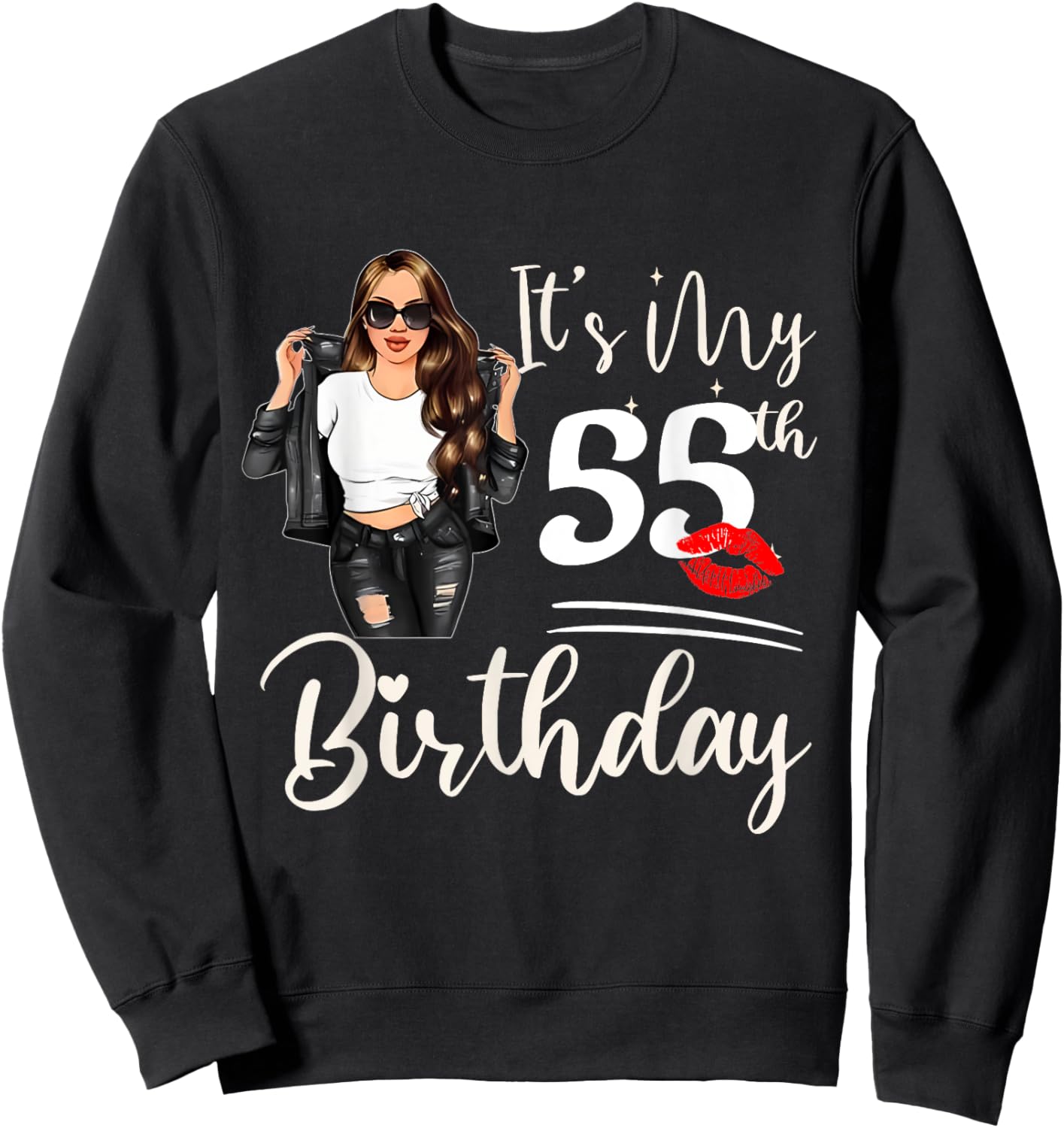 55 Years Old Black Melanin Women Girl It's My 55th Birthday Sweatshirt - Sweatshirt | Black