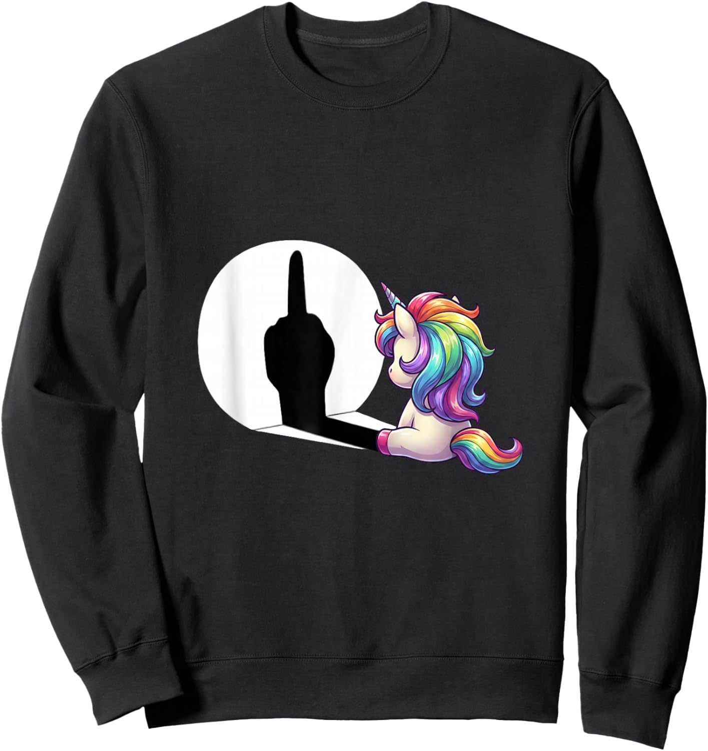 Funny Unicorn with Middle Finger - Morgenmuffel Sweatshirt - Sweatshirt | Black