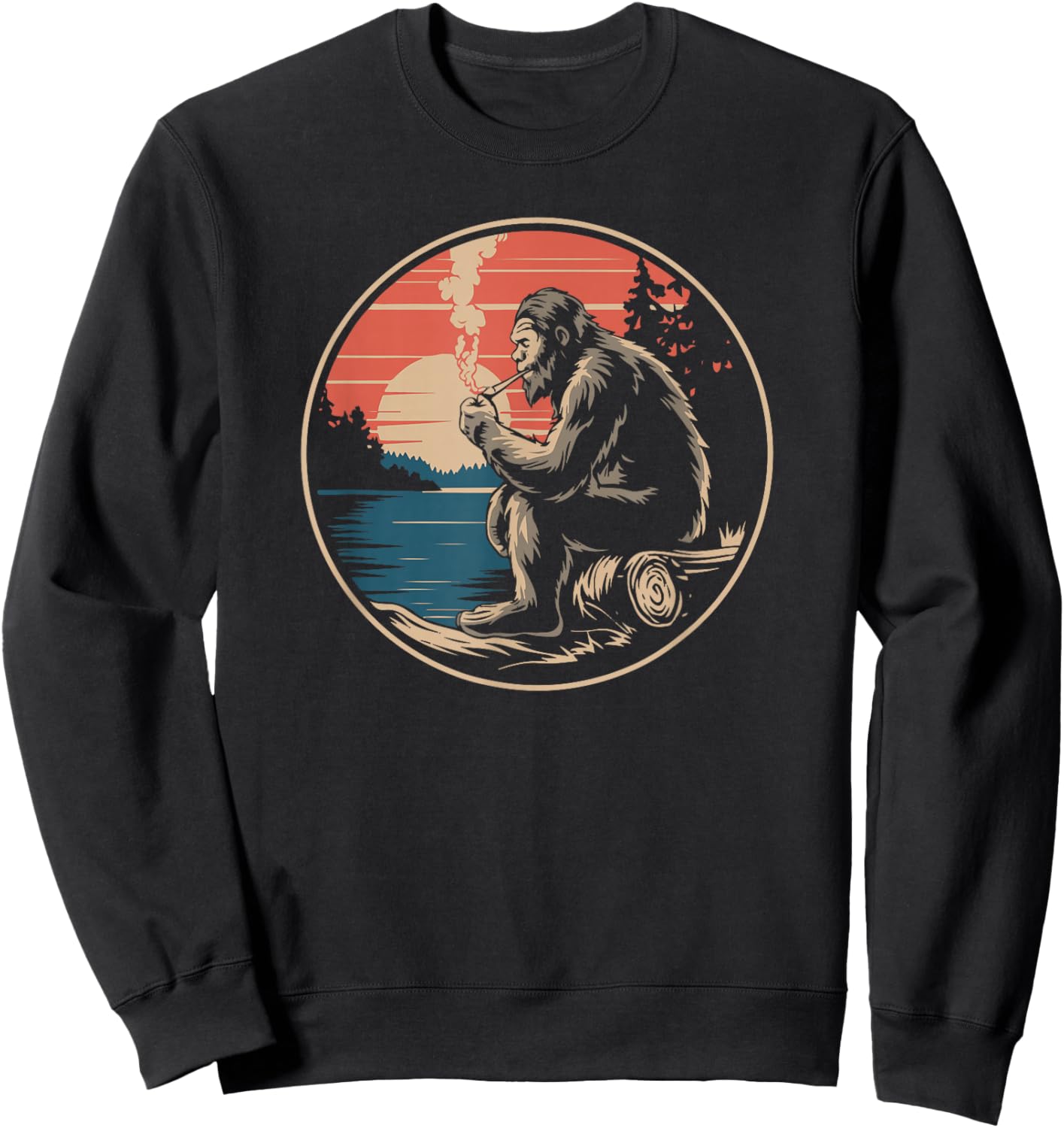 Bigfoot in Nature Tuxedo A "J" Funny Nature Weed Art Sweatshirt - Sweatshirt | Black