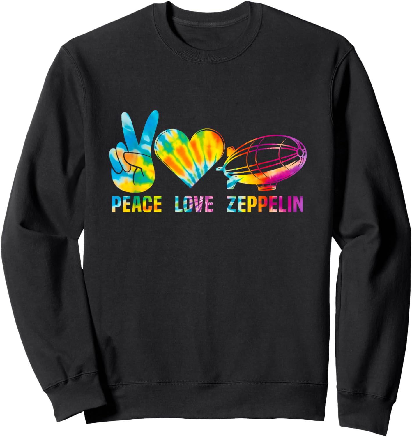 Tie Dye Dirigible Airship Blimp Zepelin Peace Love Zeppelin Sweatshirt - Sweatshirt | Black