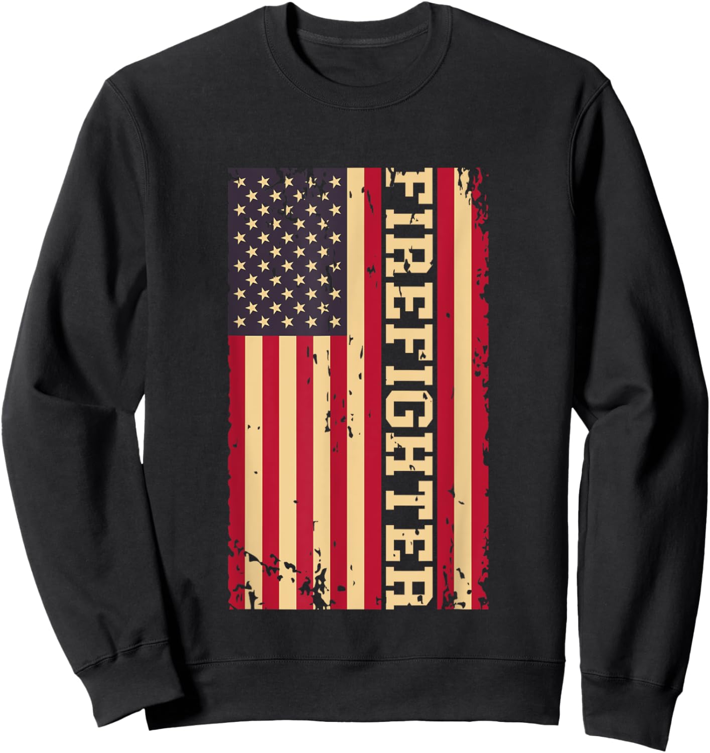 Firefighter Fire Dept Department Fireman Fire Rescue US Flag Sweatshirt - Sweatshirt | Black