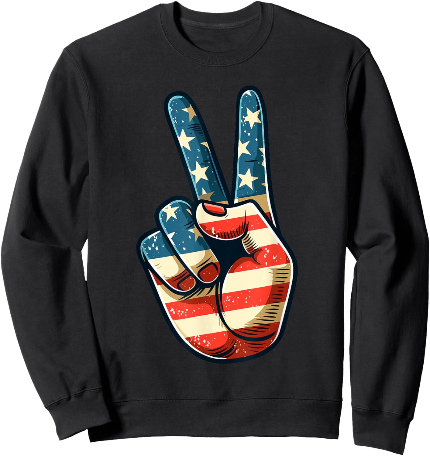 Vintage Peace Sign Retro 60's 70's Hippie Sweatshirt - Sweatshirt | Black