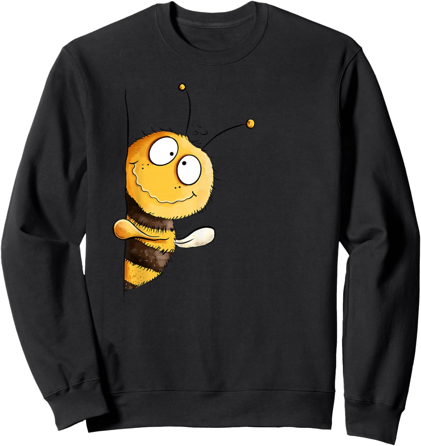 Süße Biene Cartoon Handgezeichnetes Hummel Motiv Sweatshirt - Sweatshirt | Black