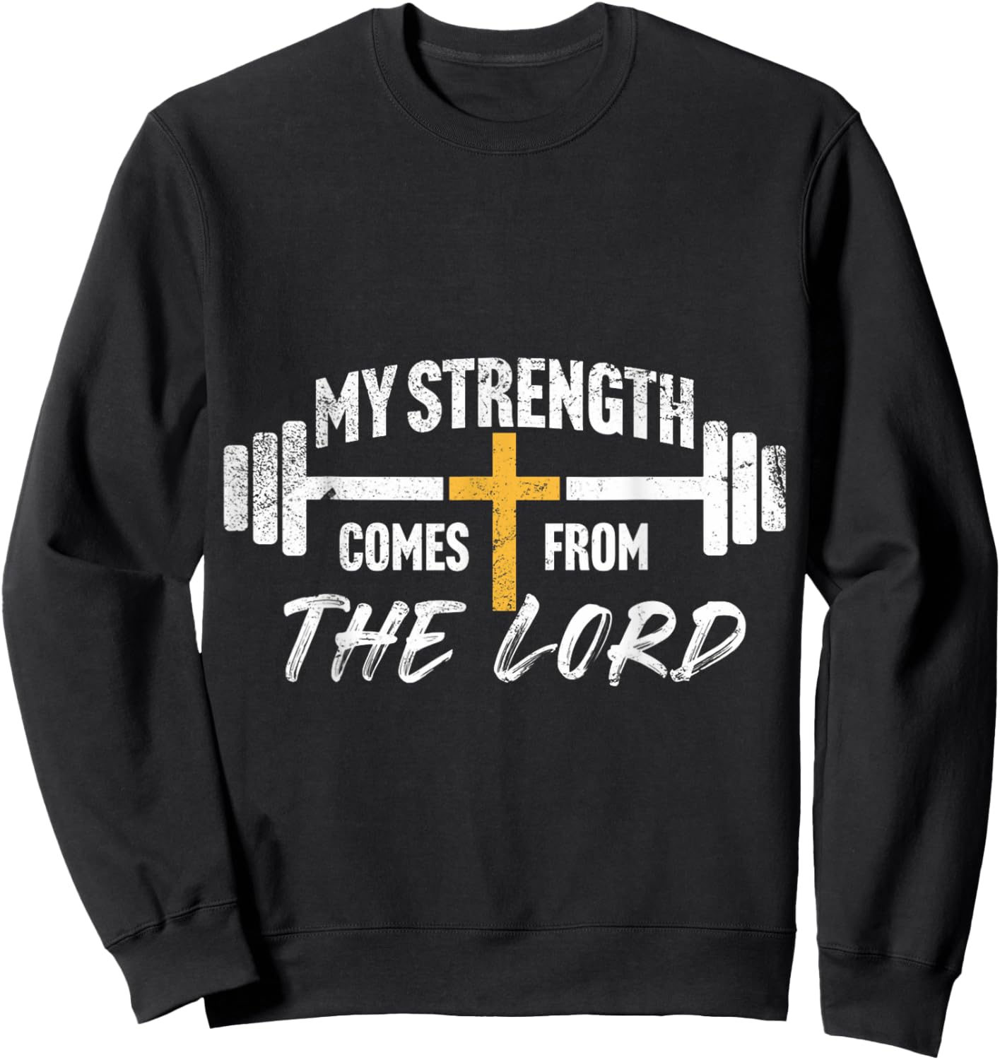 My Strength Christian Men Bible Verse Gym Workout Sweatshirt - Sweatshirt | Black