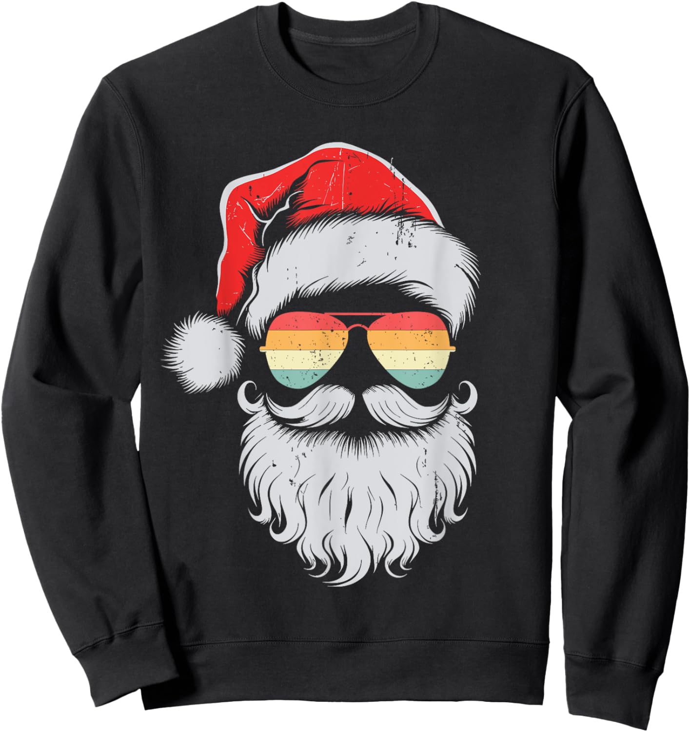 Cool Santa Face Sunglasses Christmas Xmas Men Boys Sweatshirt - Sweatshirt | Black