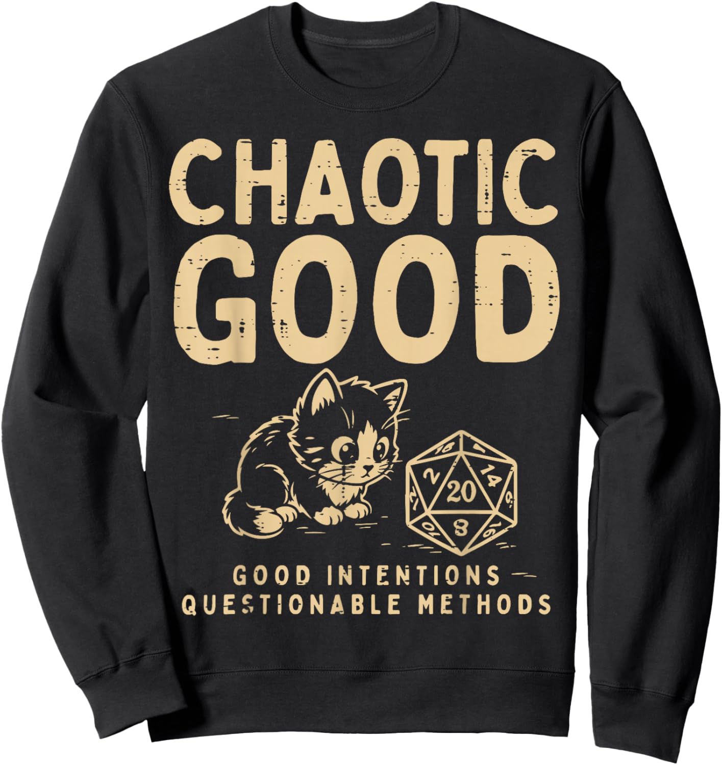 Gaming Cat Chaotic Good Funny Gamer Men Boys Kids Youth Sweatshirt - Sweatshirt | Black
