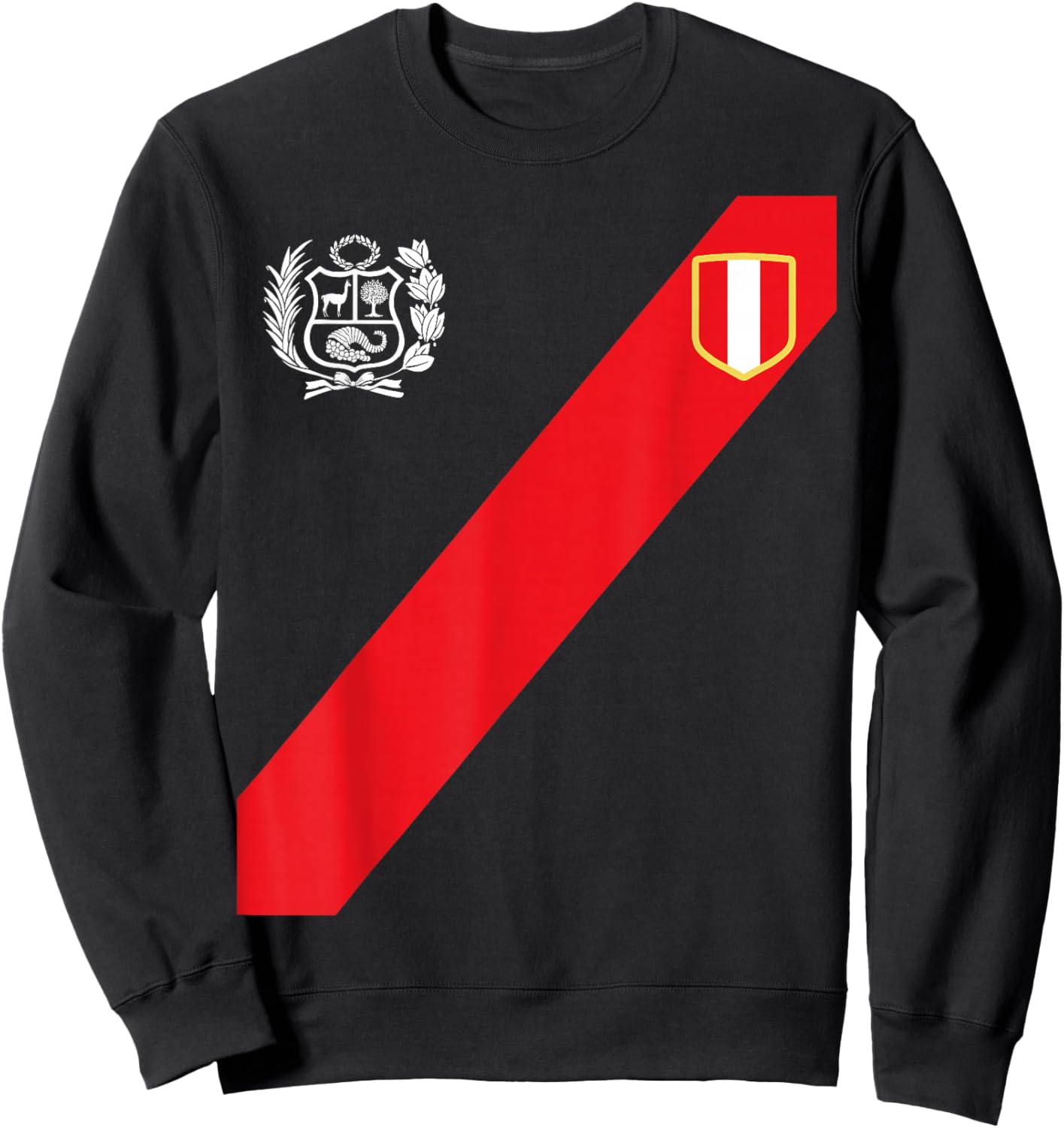 Peru Shirt Peruvian Flag Escudo Retro Soccer Inspired Peru Sweatshirt - Sweatshirt | Black