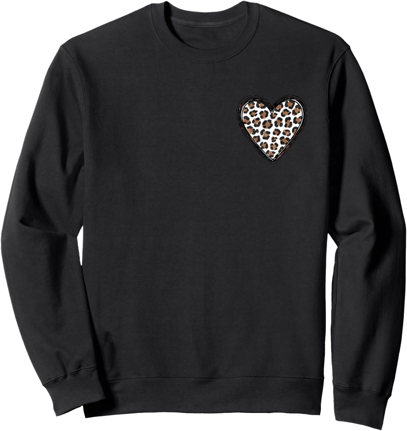 Leo Heart Cheetah Leopard Motif for Girls and Women Sweatshirt - Sweatshirt | Black