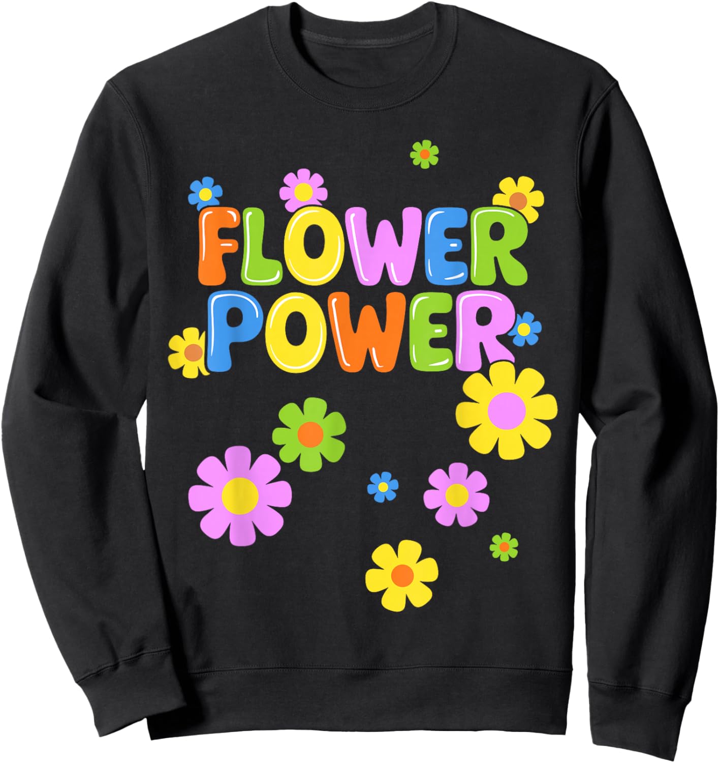Flower Power Hippie Costume 60s 70s Party Carnival Sweatshirt - Sweatshirt | Black
