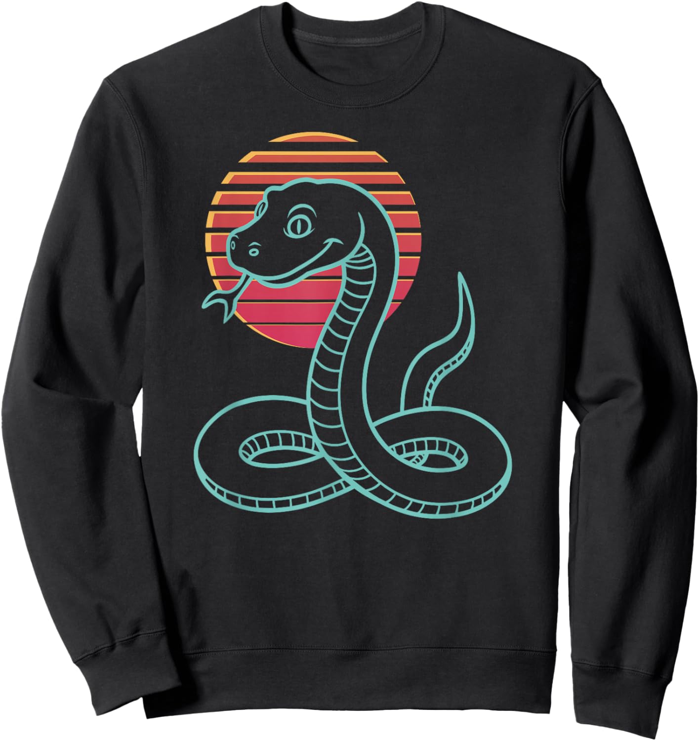 Snake Lover Serpent Reptile Retro Synthwave 80s Sweatshirt - Sweatshirt | Black