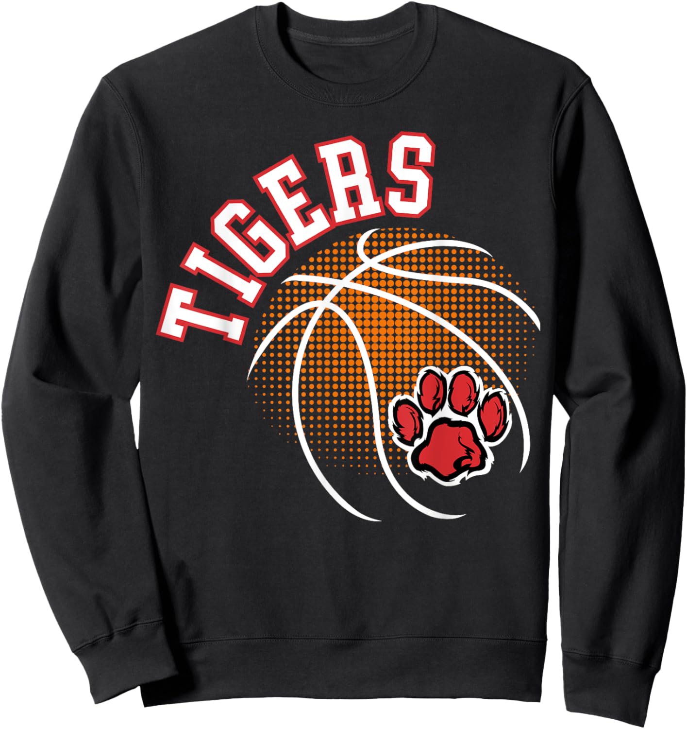 Tigers Basketball Red Tiger Pride Paw Print School Spirit Sweatshirt - Sweatshirt | Black