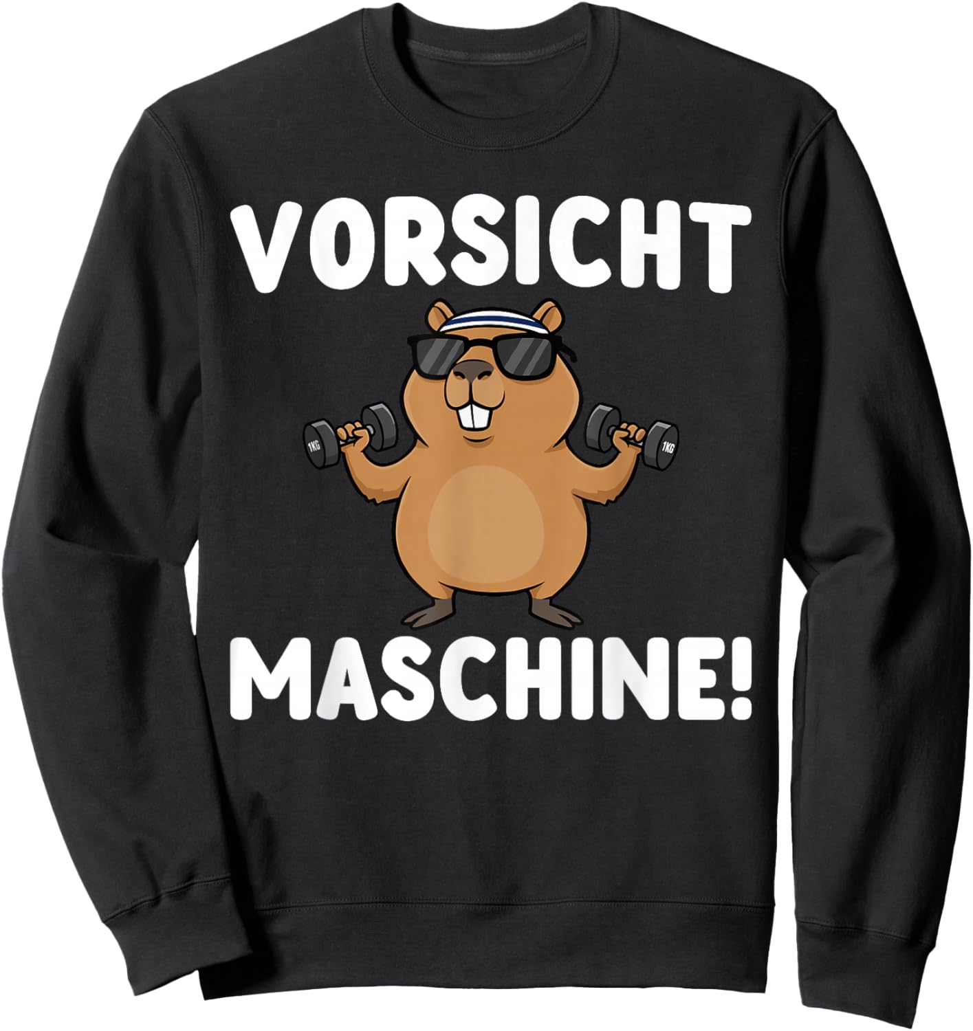 Fitness Vorsicht Maschine - Capybara Workout Sweatshirt - Sweatshirt | Black