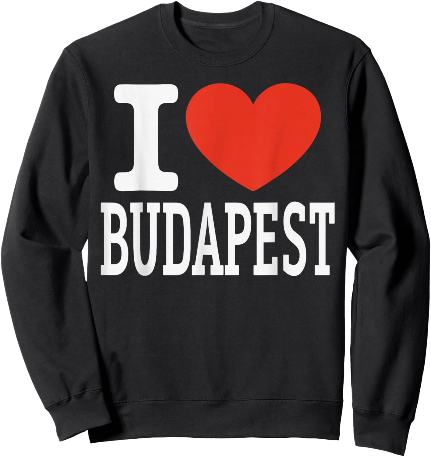I Love Budapest City Heart Graphic Souvenir Travel Sweatshirt - Sweatshirt | Black