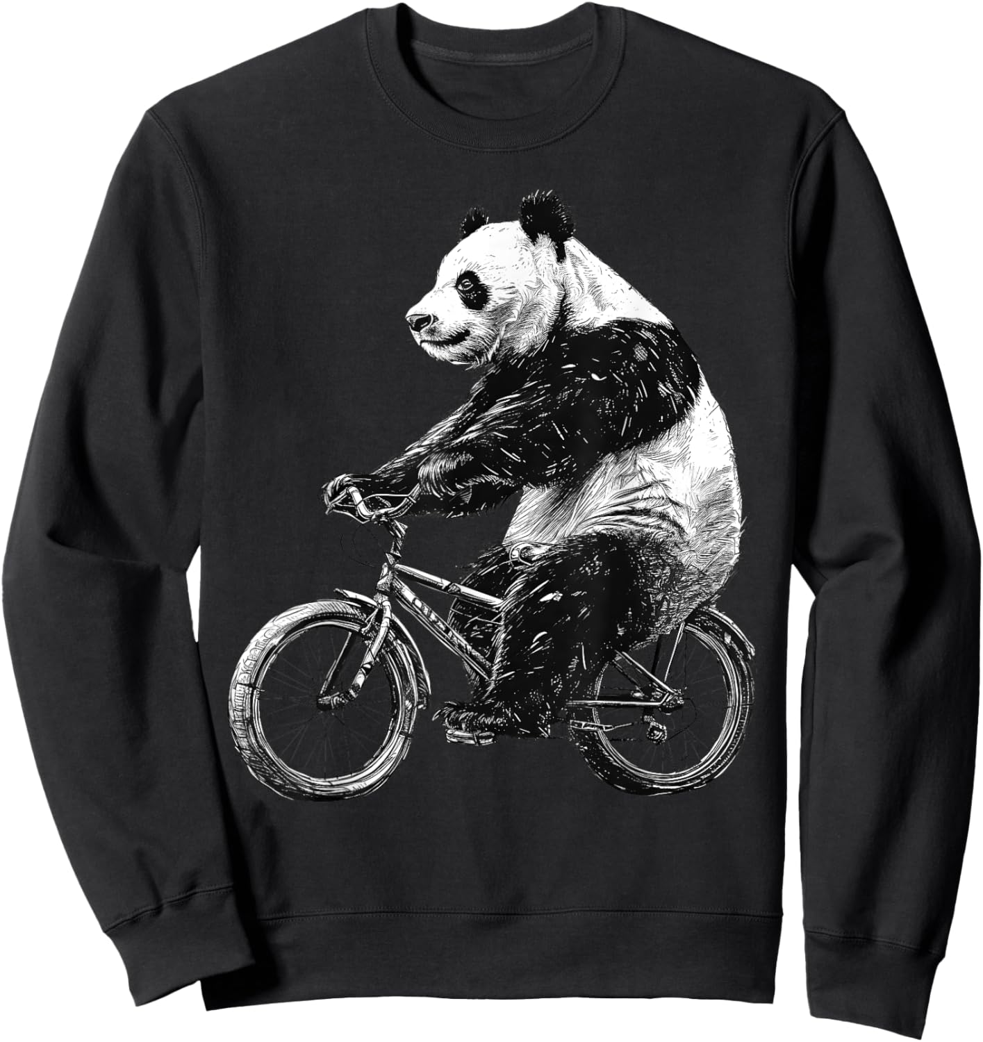 Retro Panda Bear Riding Bike Vintage Bicycle Cycling Lover Sweatshirt - Sweatshirt | Black