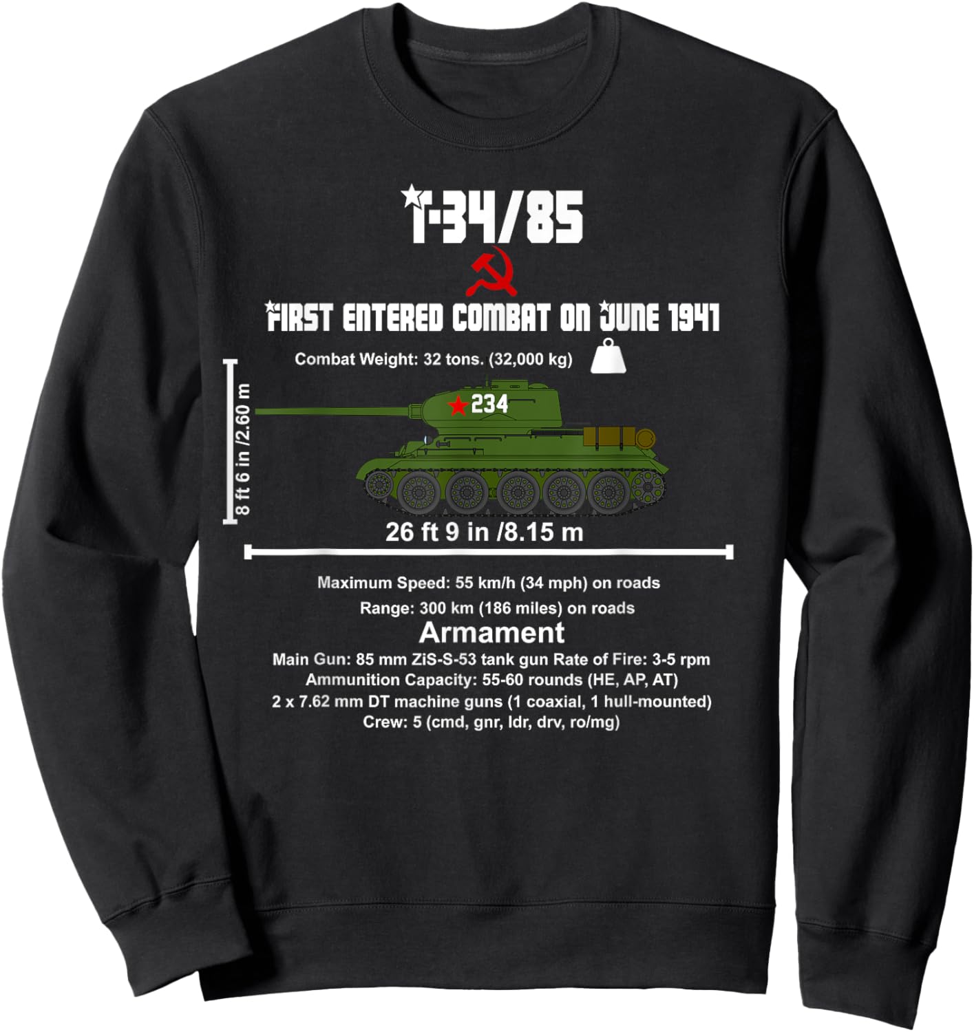 T-34/85 Art Historic: Armored Legends Sweatshirt - Sweatshirt | Black