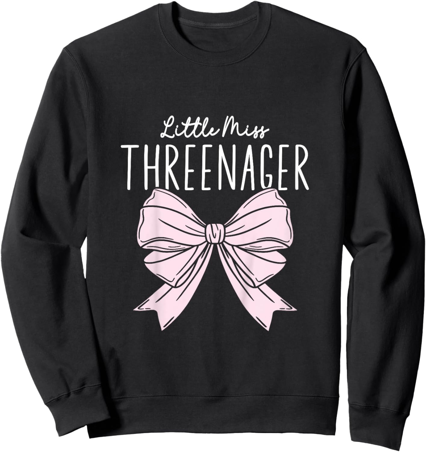 Little Miss Threenager Coquette Bow Birthday 3 Years Sweatshirt - Sweatshirt | Black