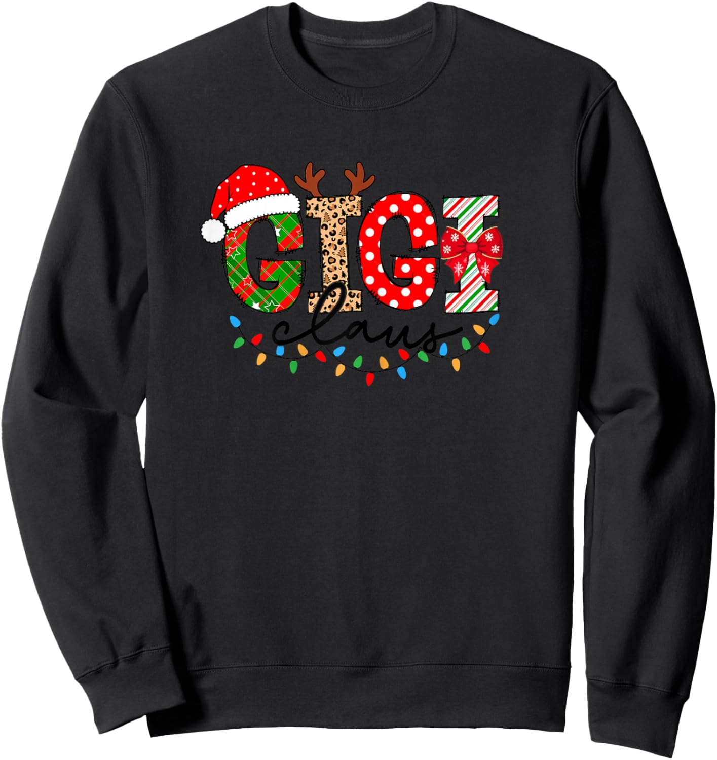 Gigi Claus Merry Christmas For Gigi Xmas Vibes Costume Sweatshirt - Sweatshirt | Black