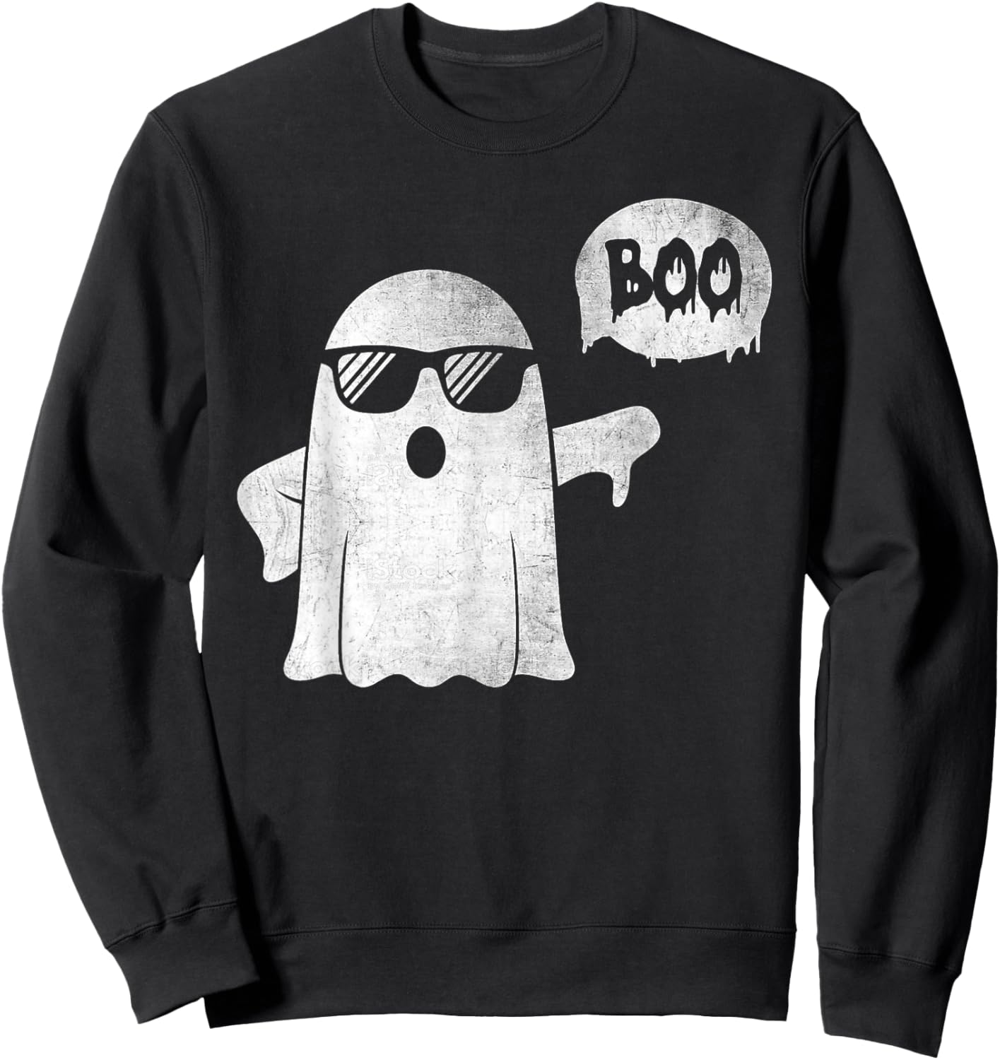 Thumbs Down Boo Ghost Funny Halloween Spooky Boo Men Women Sweatshirt - Sweatshirt | Black