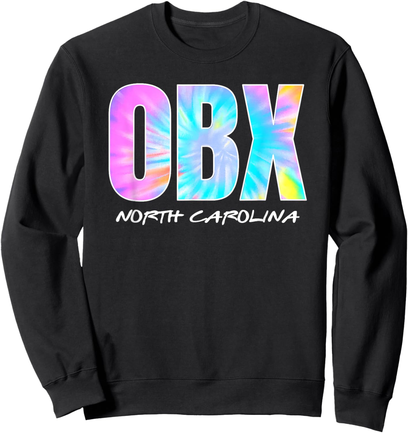 Retro Tie Dye OBX North Carolina Outer Banks Boys Girls Sweatshirt - Sweatshirt | Black