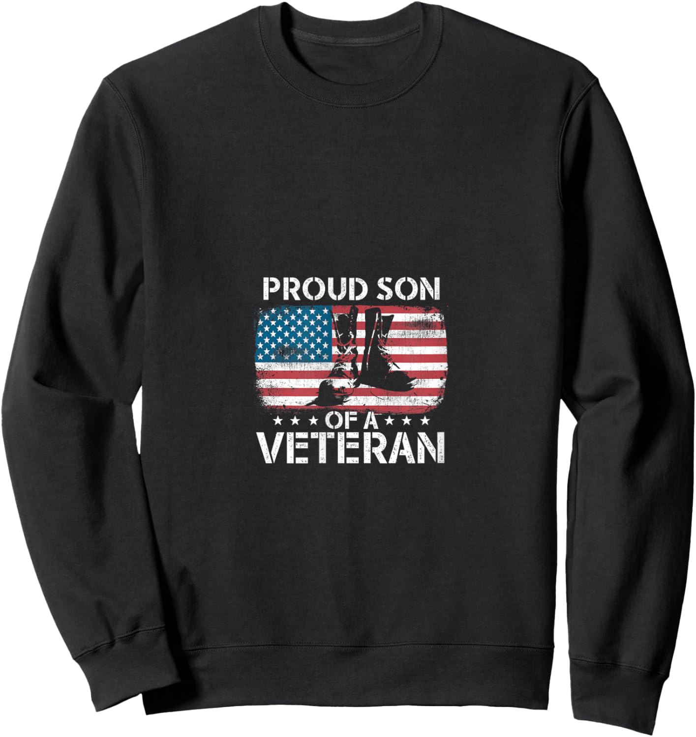 Proud Son Of A Veteran Usa Tribute Sweatshirt - Sweatshirt | Black