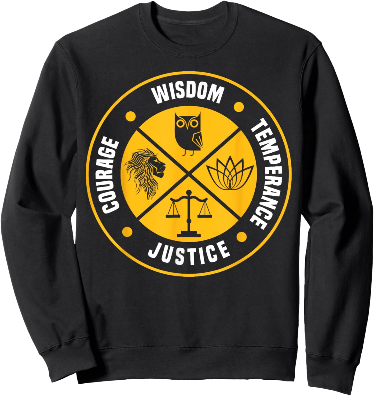 Stoic Virtues Wisdom Temperance Justice Courage Stoicism Sweatshirt - Sweatshirt | Black