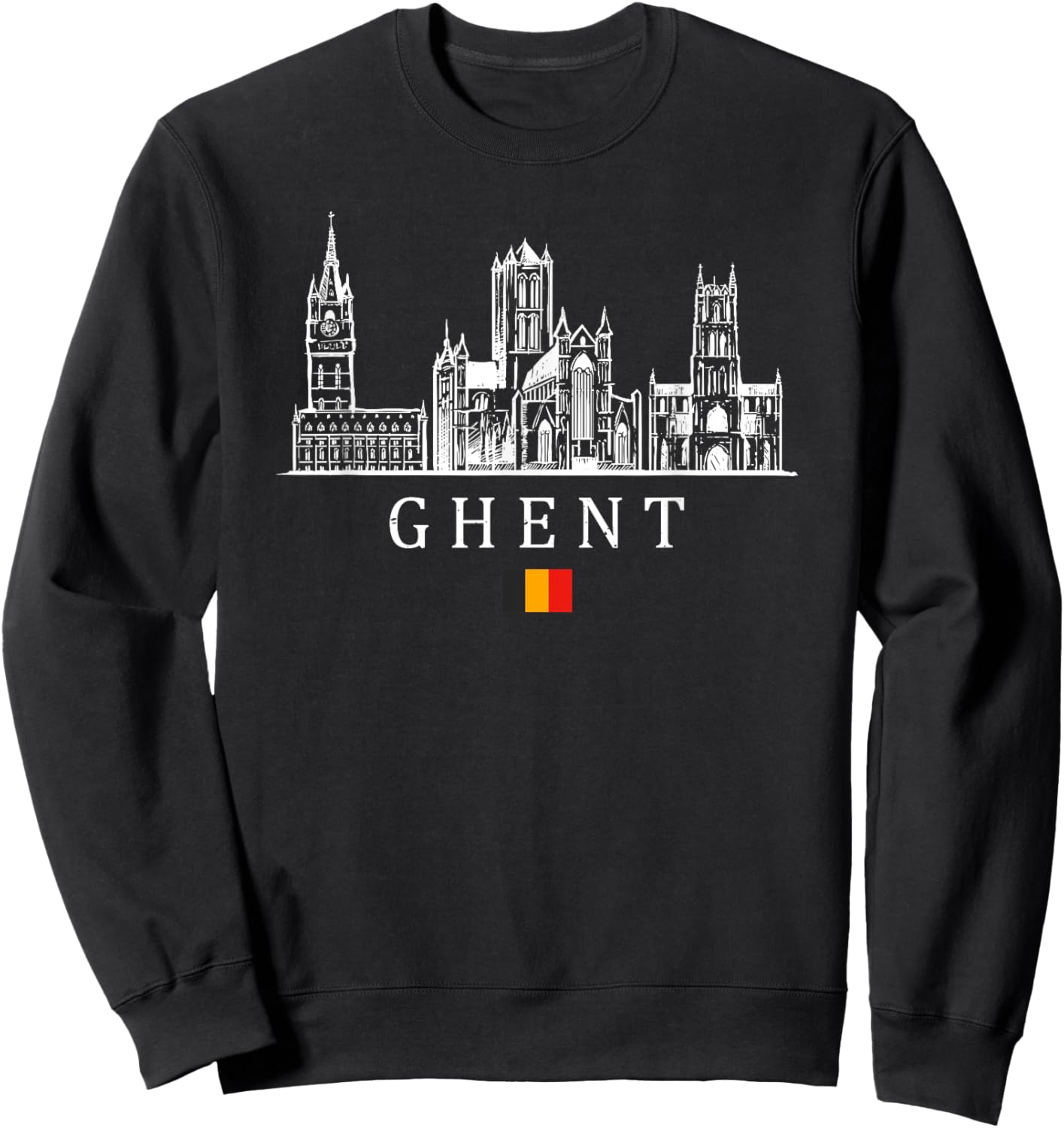 Vintage Ghent Belgium Vacation | Belgium Lover Sweatshirt - Sweatshirt | Black