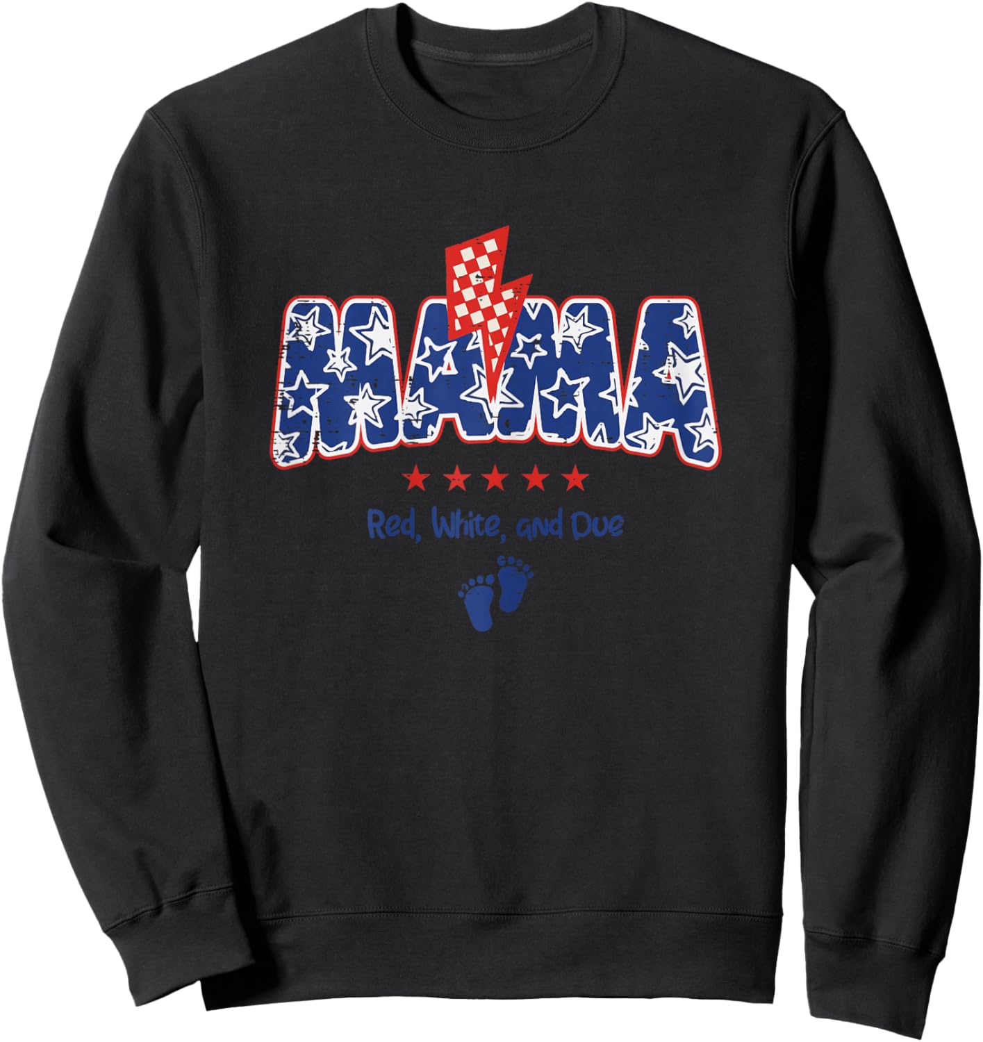 Mama 4th of July Pregnancy Announcement Matching Women Sweatshirt - Sweatshirt | Black