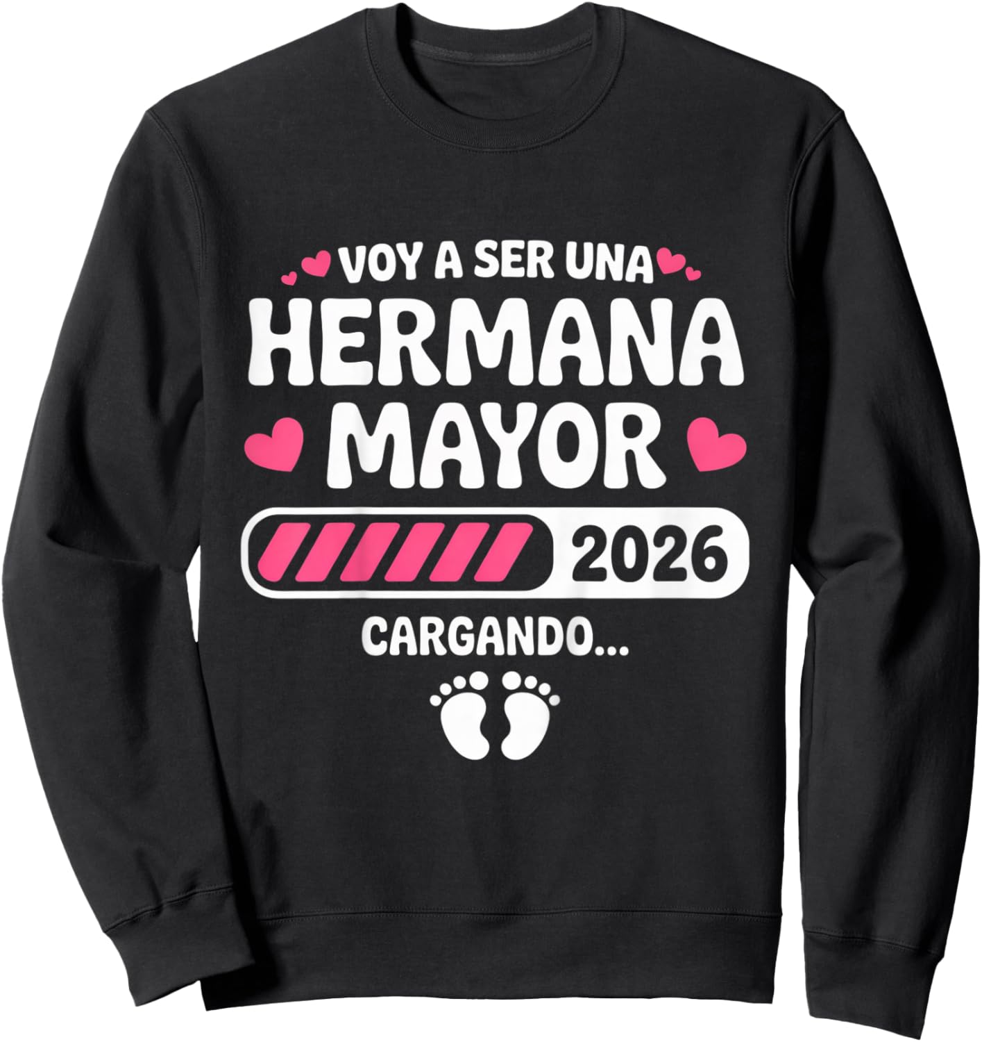 Kids Hermana Mayor 2026 Big Sister 2026 Spanish Groovy Sweatshirt - Sweatshirt | Black