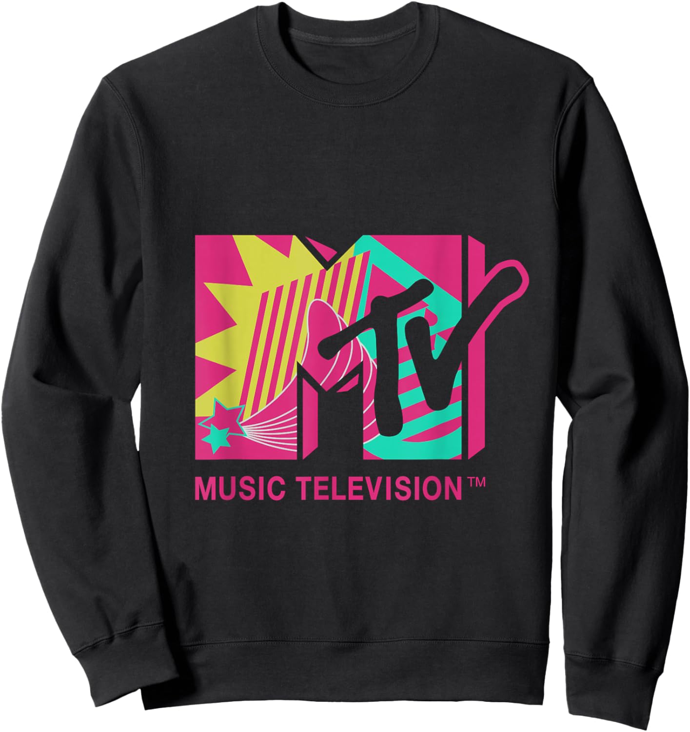 Klassisches MTV-Logo, rosa und blaugrünes Design Sweatshirt - Sweatshirt | Black