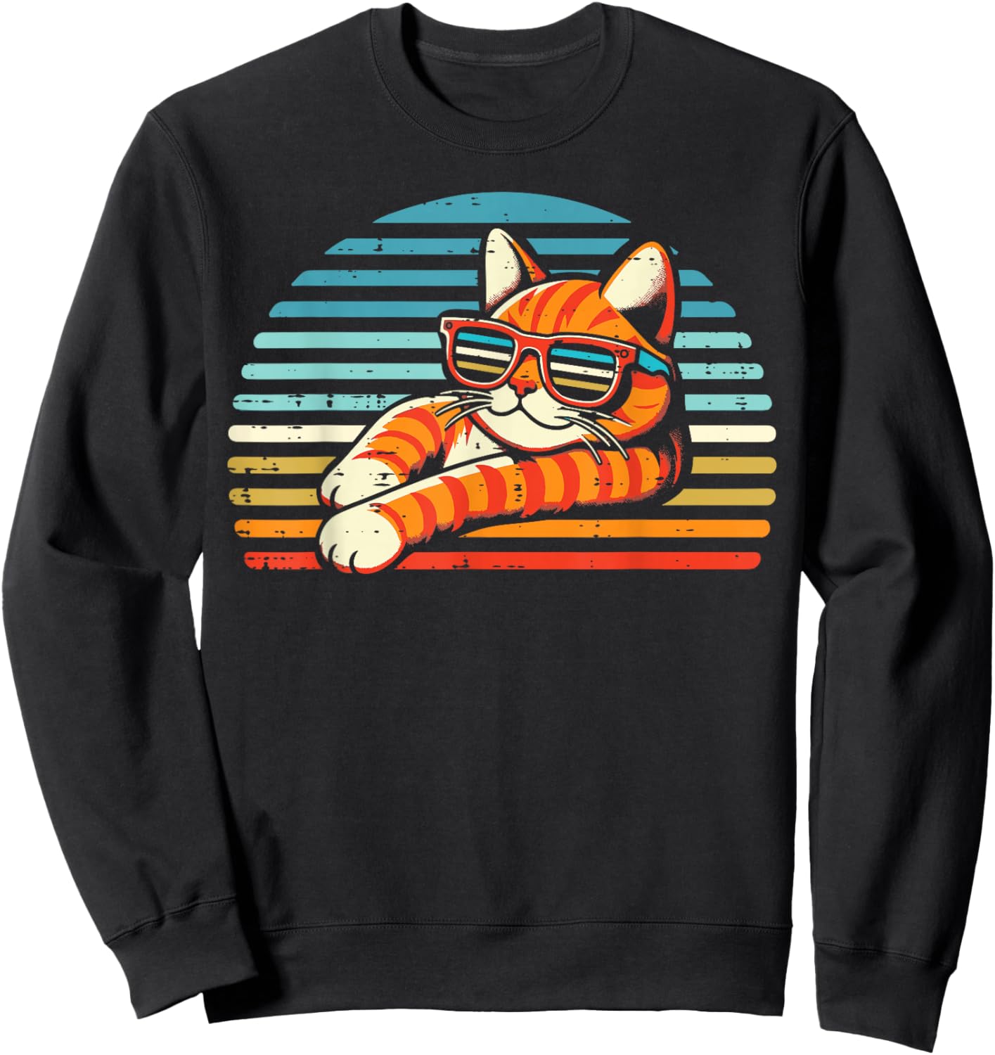 Retro Orange Cat Sunglasses Women Kids Sweatshirt - Sweatshirt | Black