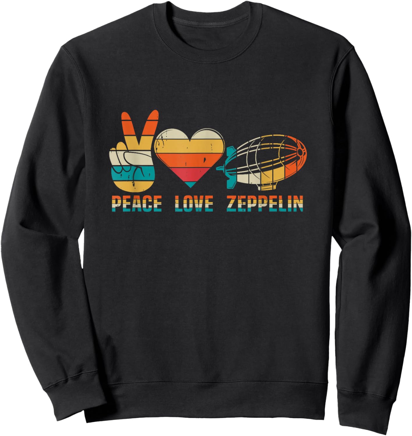 Dirigible Airship Blimp Zepelin Peace Love Zeppelin Sweatshirt - Sweatshirt | Black