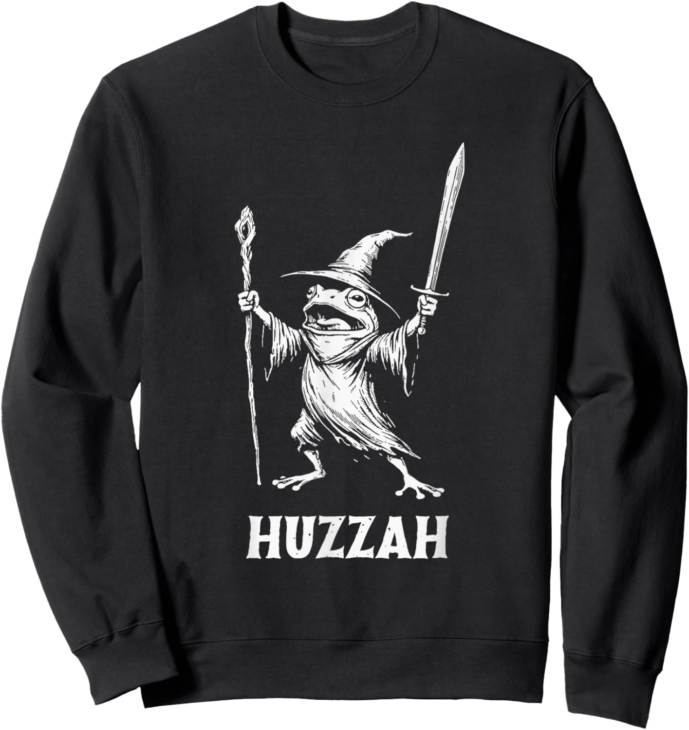 Huzzah Frog Knight Funny Sword Meme Quote Sweatshirt - Sweatshirt | Black