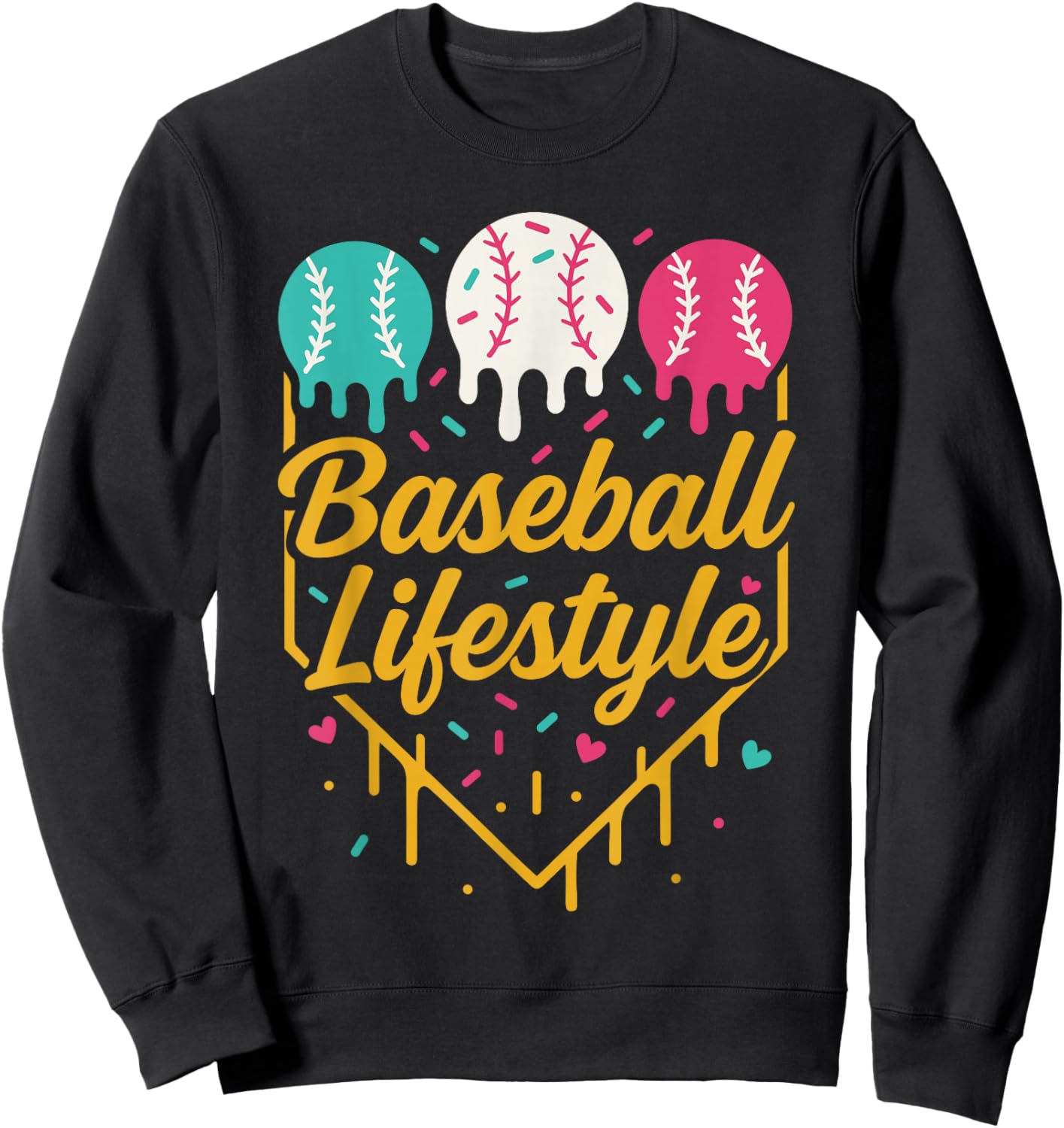 Baseball Lifestyle Shirt, Ice Cream Drip Baseball for Boys Sweatshirt - Sweatshirt | Black