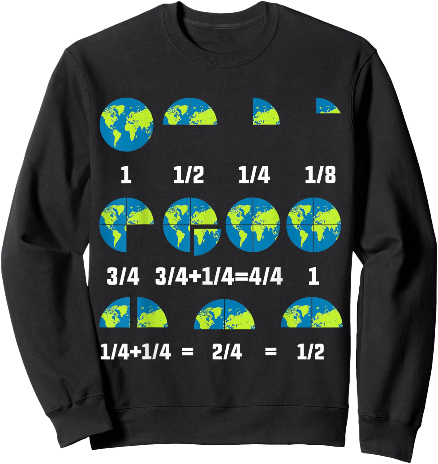 Educational Earth Day Fractions Math Learning Teacher Design Sweatshirt - Sweatshirt | Black