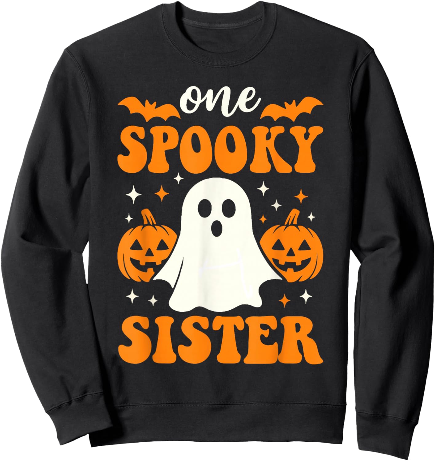 One Spooky Sister Matching Family Halloween Costumes Sweatshirt - Sweatshirt | Black