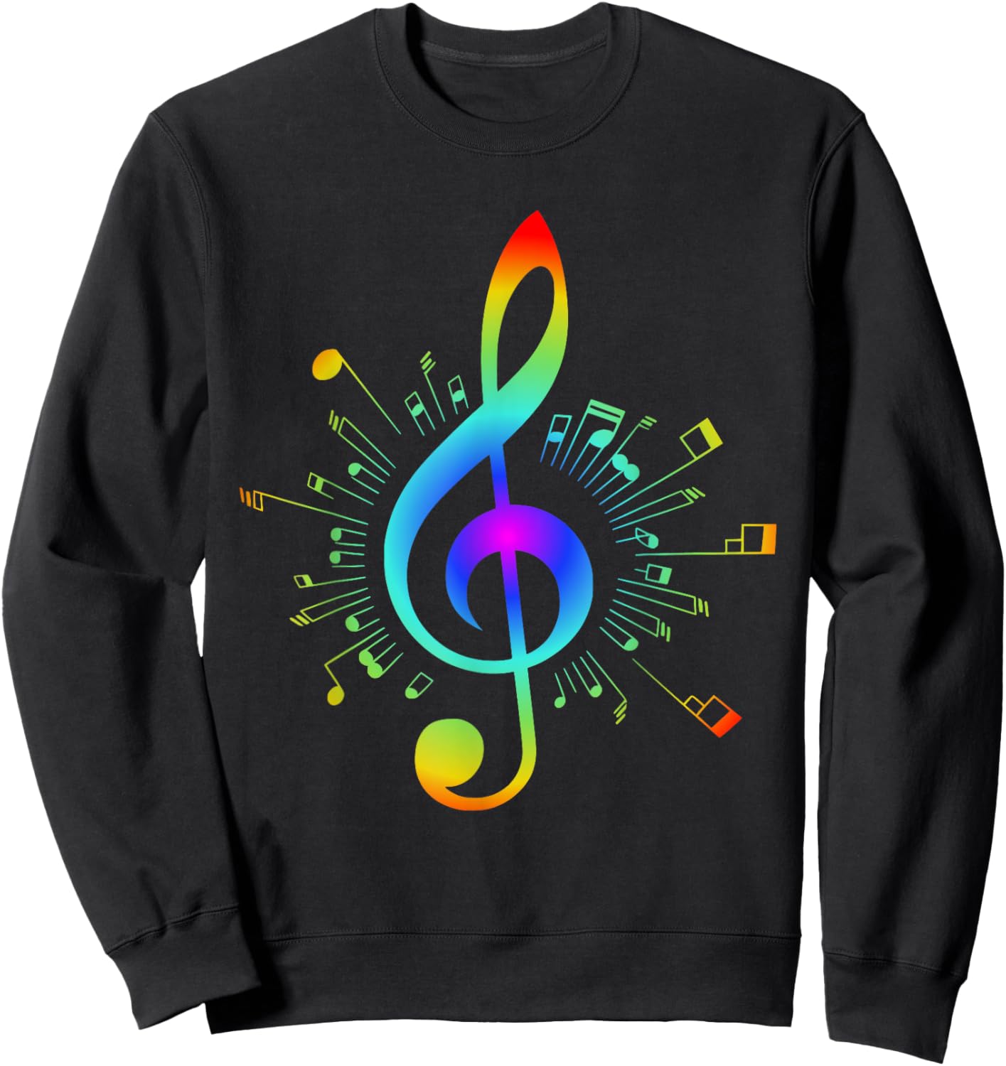Colorful Treble Clef and Musical Notes Design for Music Love Sweatshirt - Sweatshirt | Black